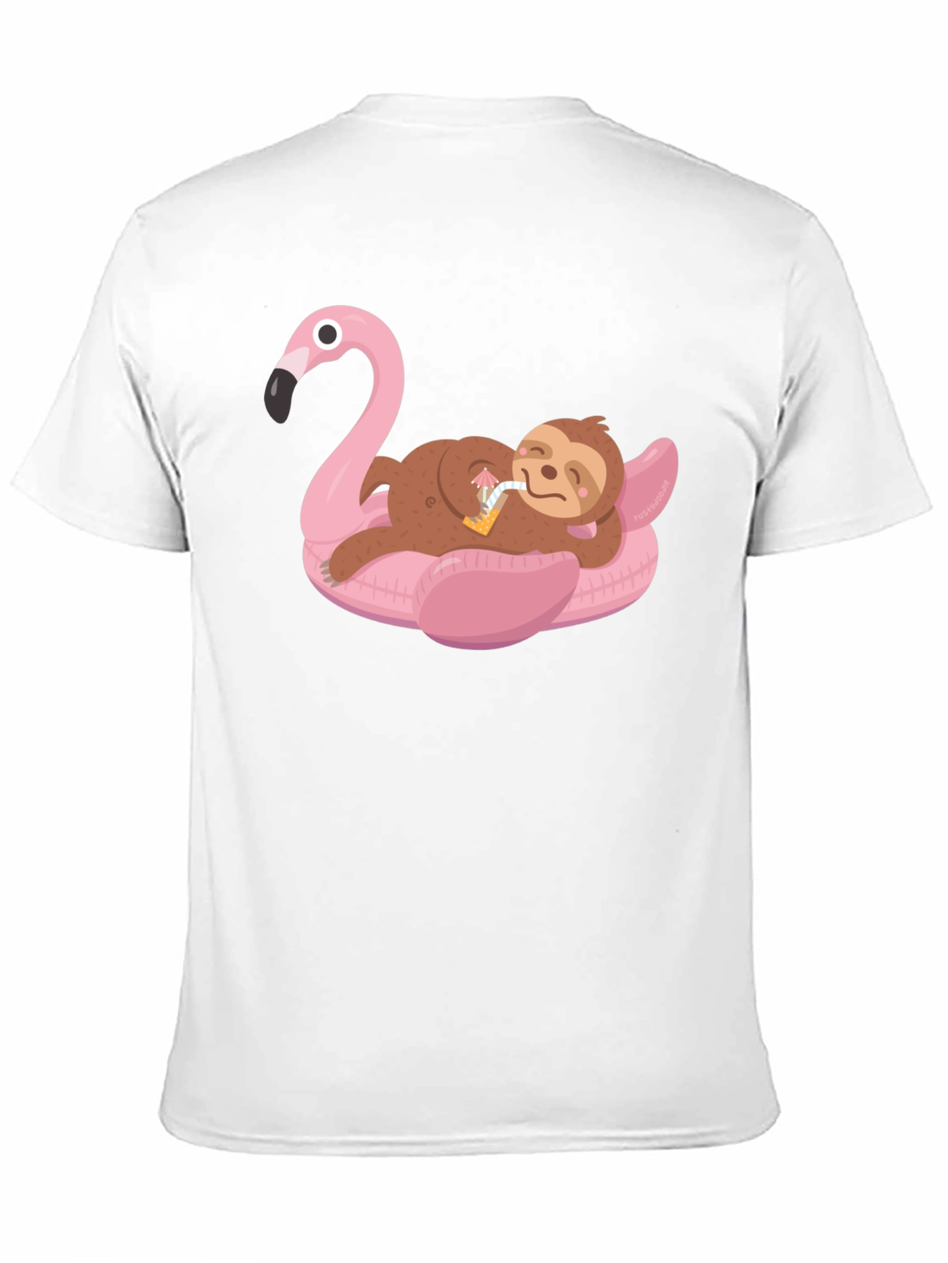 Black Sloth on Flamingo Pool Float Graphic Tee view 11