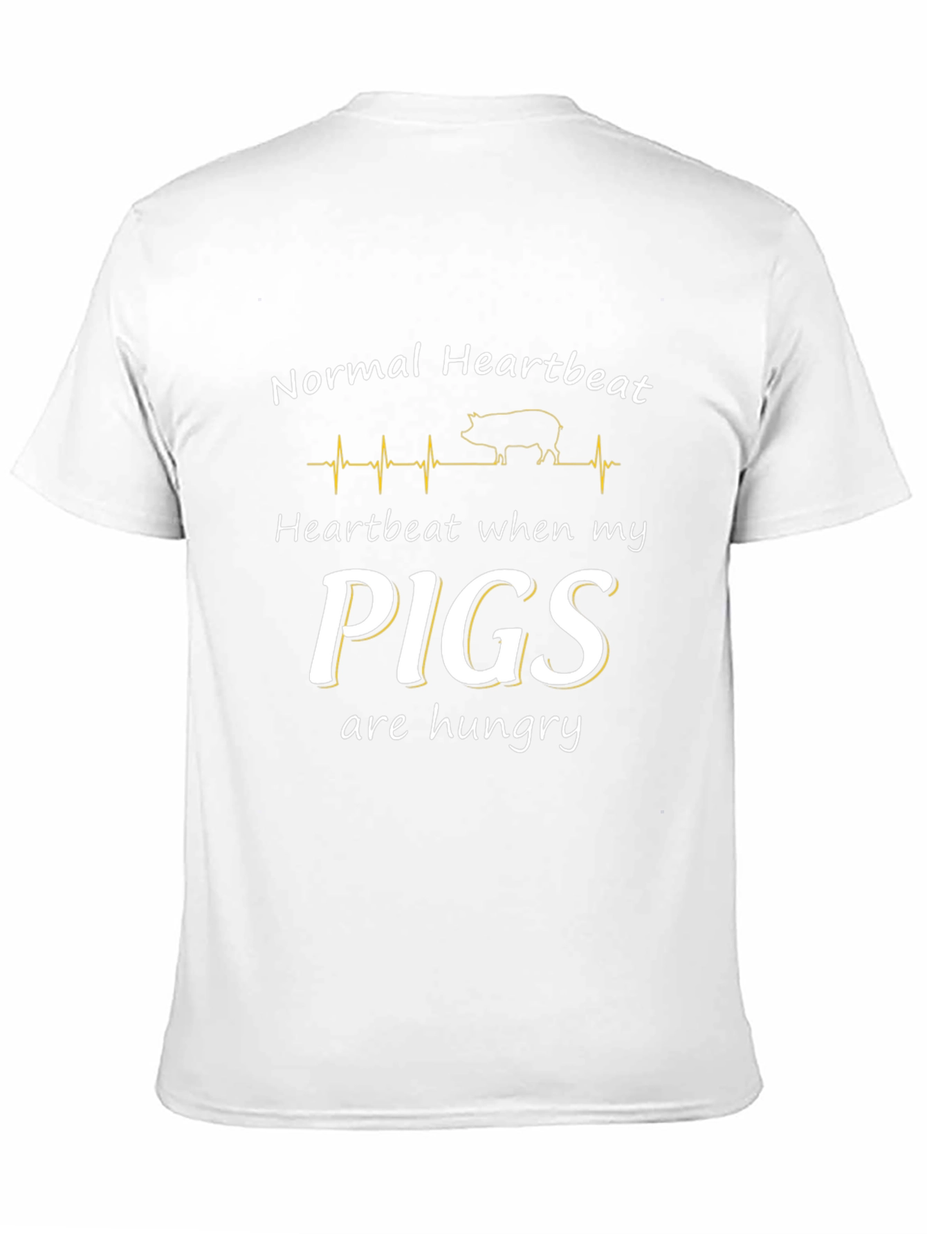 Funny Pig Heartbeat Men's Black T-Shirt - 11