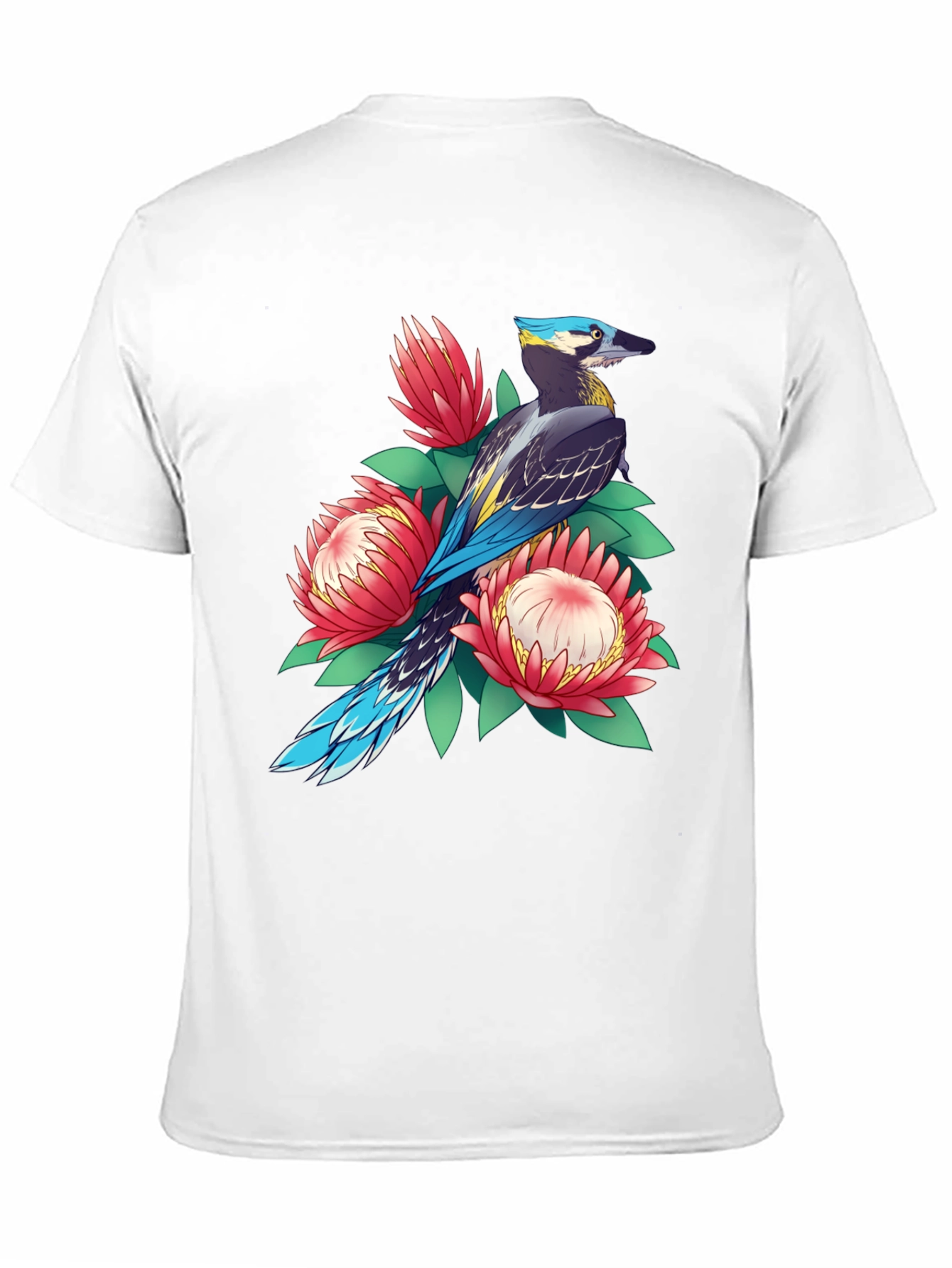 Black Bird & Floral Print T-Shirt - Casual Style view 11