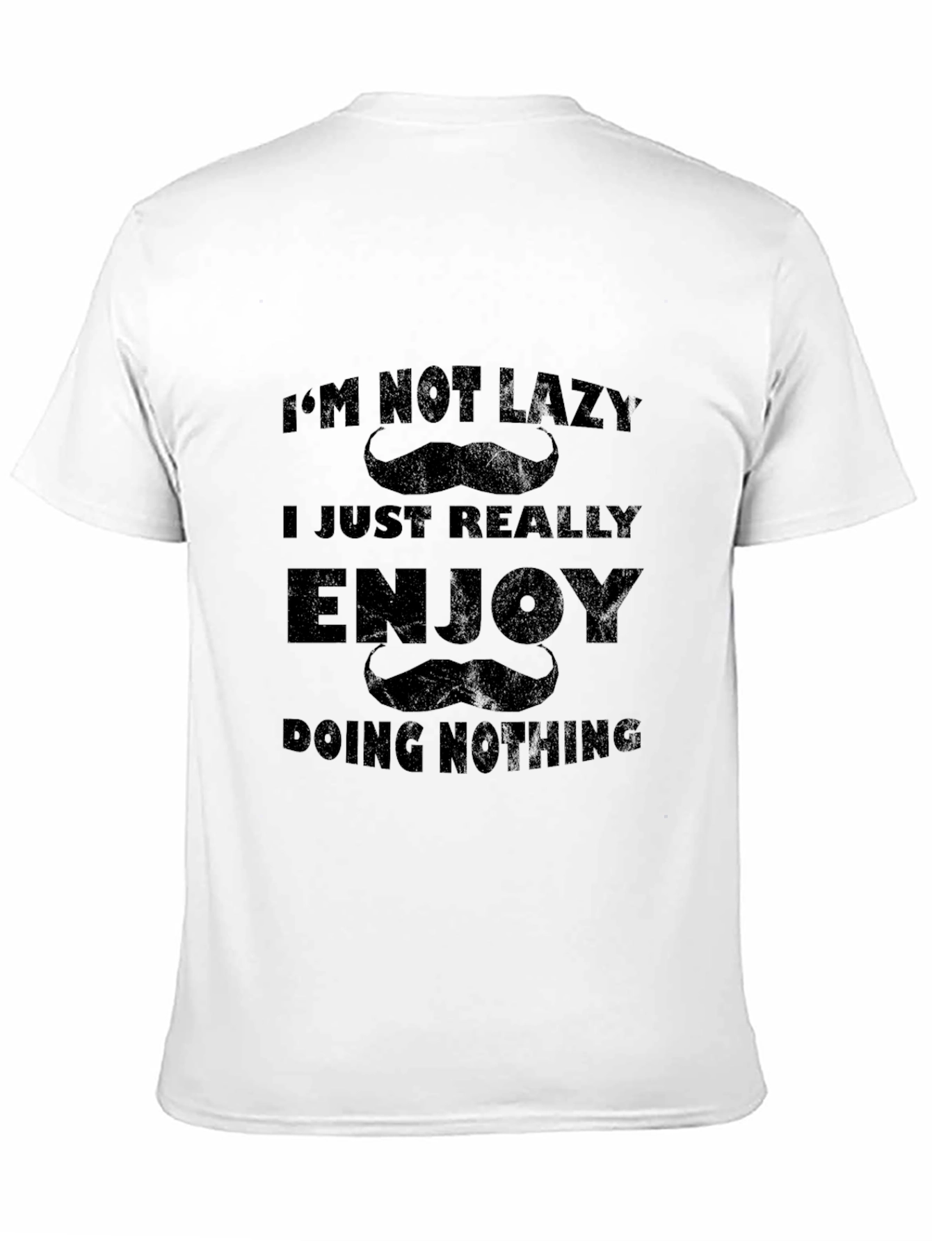 Black Funny Lazy Mustache Graphic T-Shirt view 11
