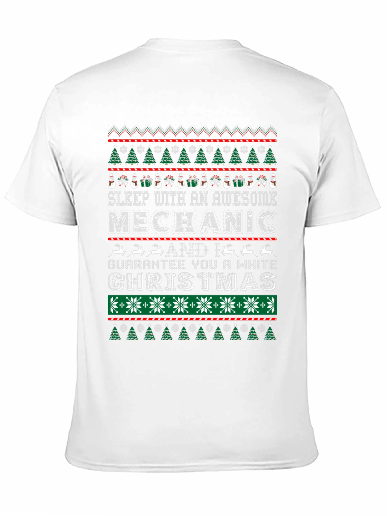 Black Mechanic Christmas Ugly Sweater Style T-Shirt view 11