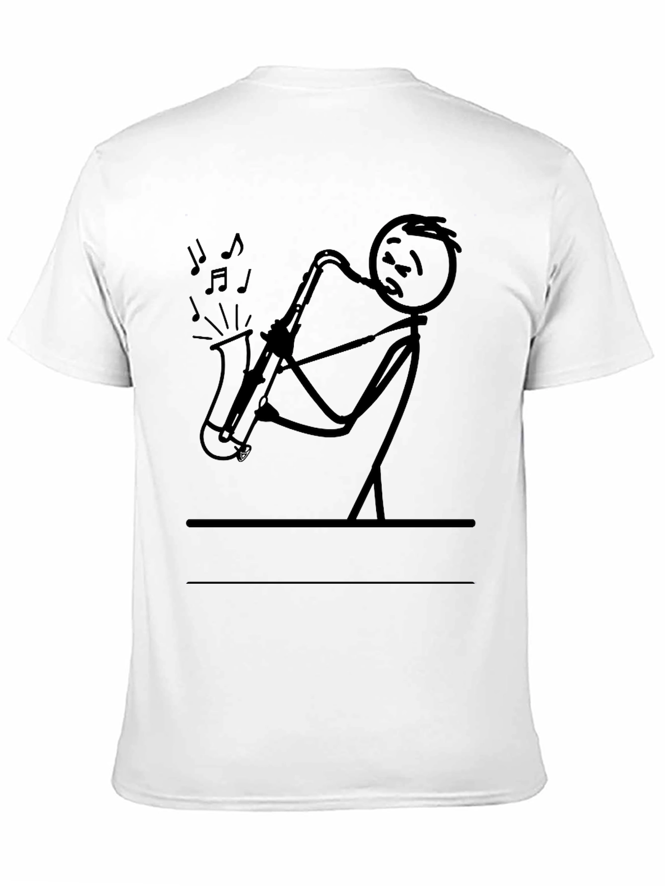 Black Saxophone Stick Figure T-Shirt - Musician Tee view 11