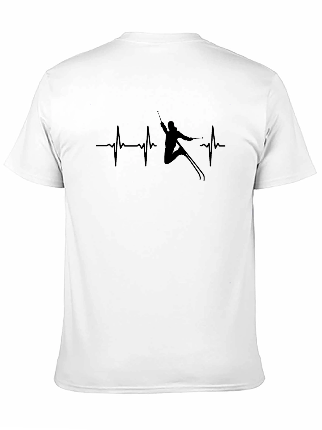 Black Skiing Heartbeat T-Shirt - Black Graphic Tee view 11
