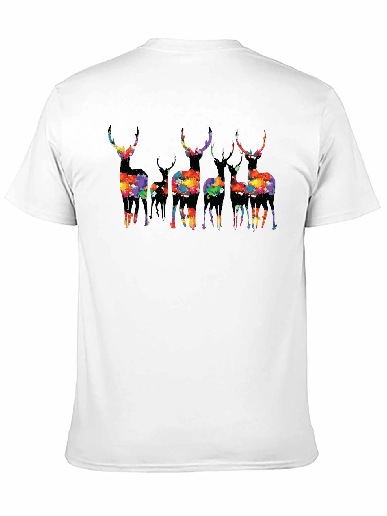 Black Colorful Deer Graphic Tee - Black view 11