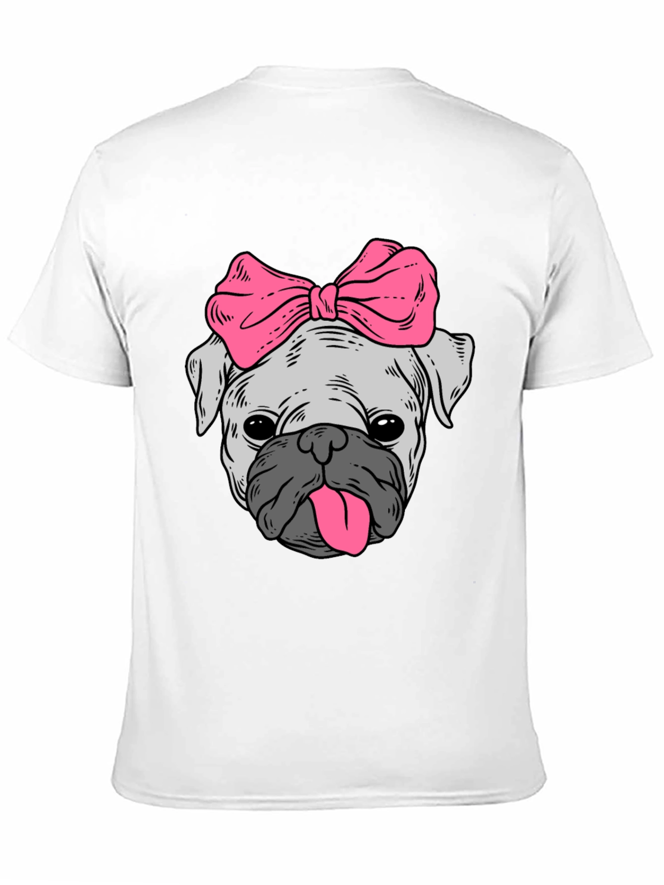 Black Cute Pug with Bow Graphic Tee - Unisex Black T-Shirt view 11