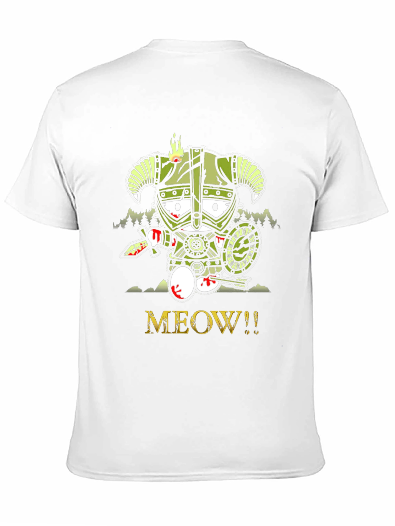 Black Meow Skyrim Cartoon Graphic T-Shirt view 11
