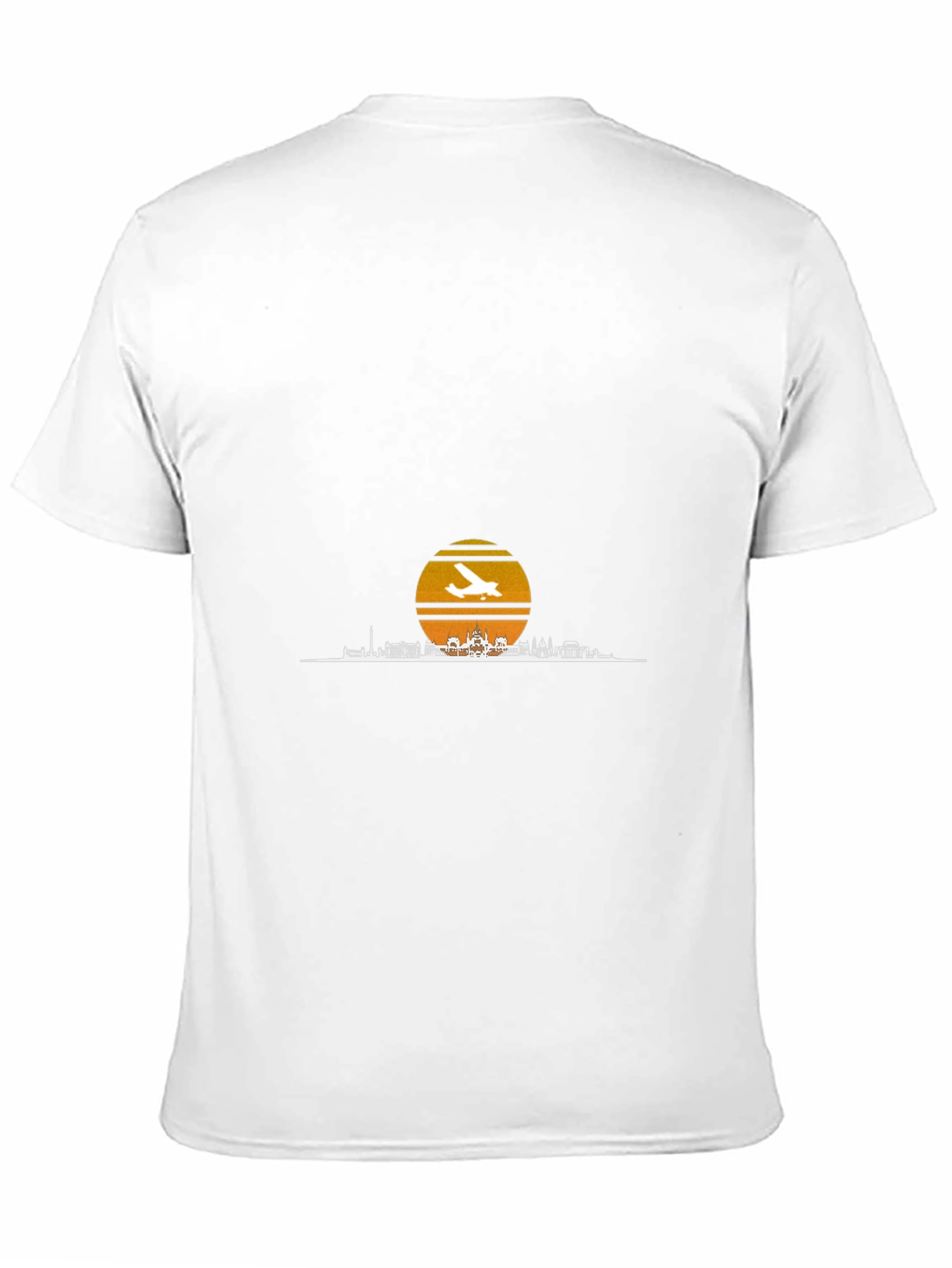 Black Sunset Airplane Skyline Graphic Tee view 11