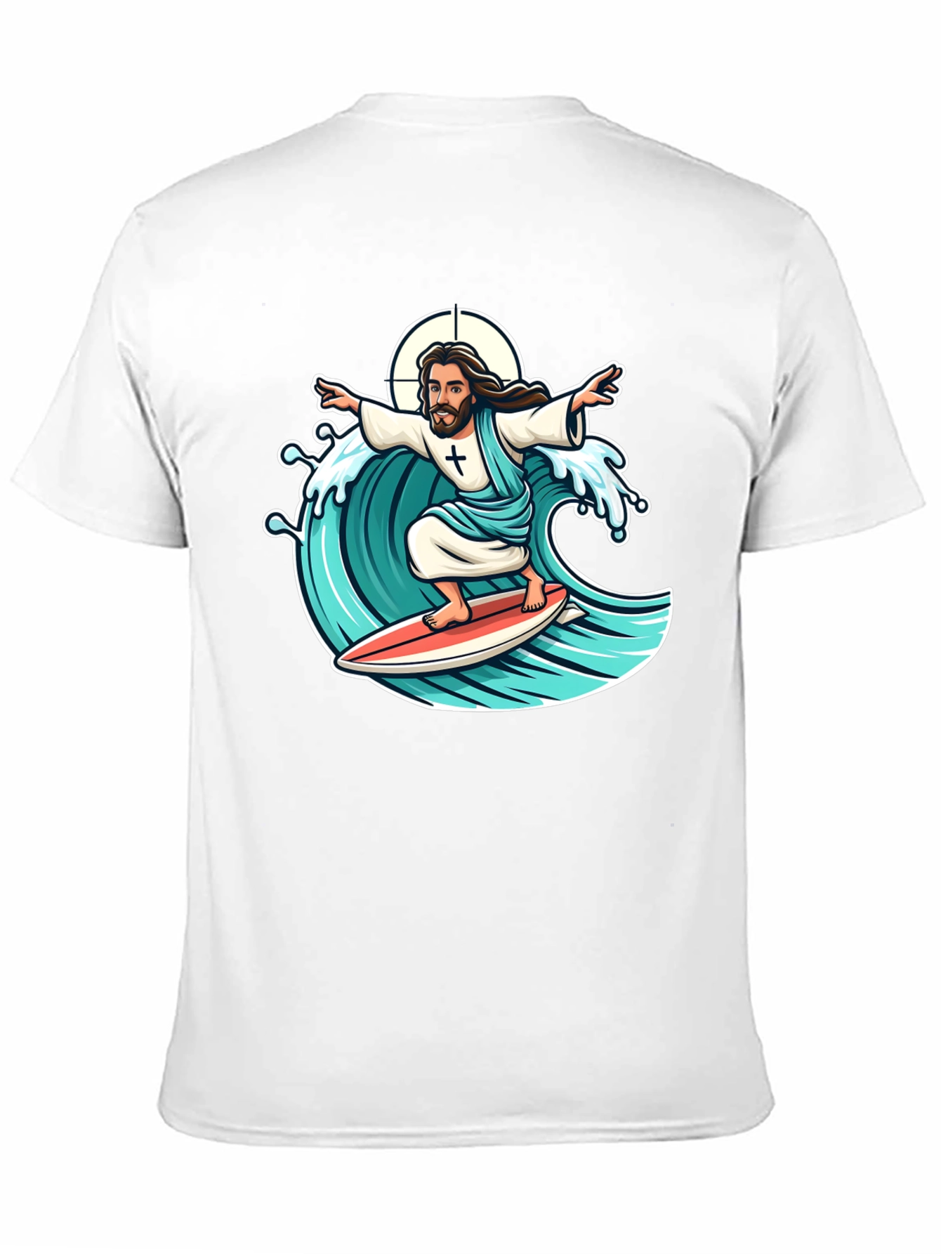 Black Surfing Jesus Graphic T-Shirt view 11