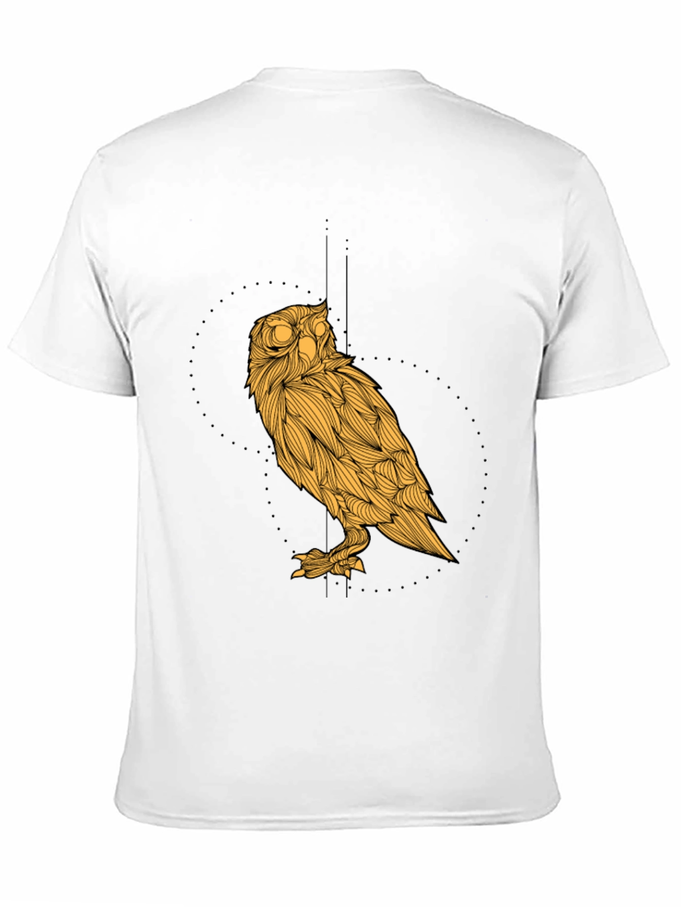 Black Men's Black T-Shirt with Golden Owl Graphic view 11