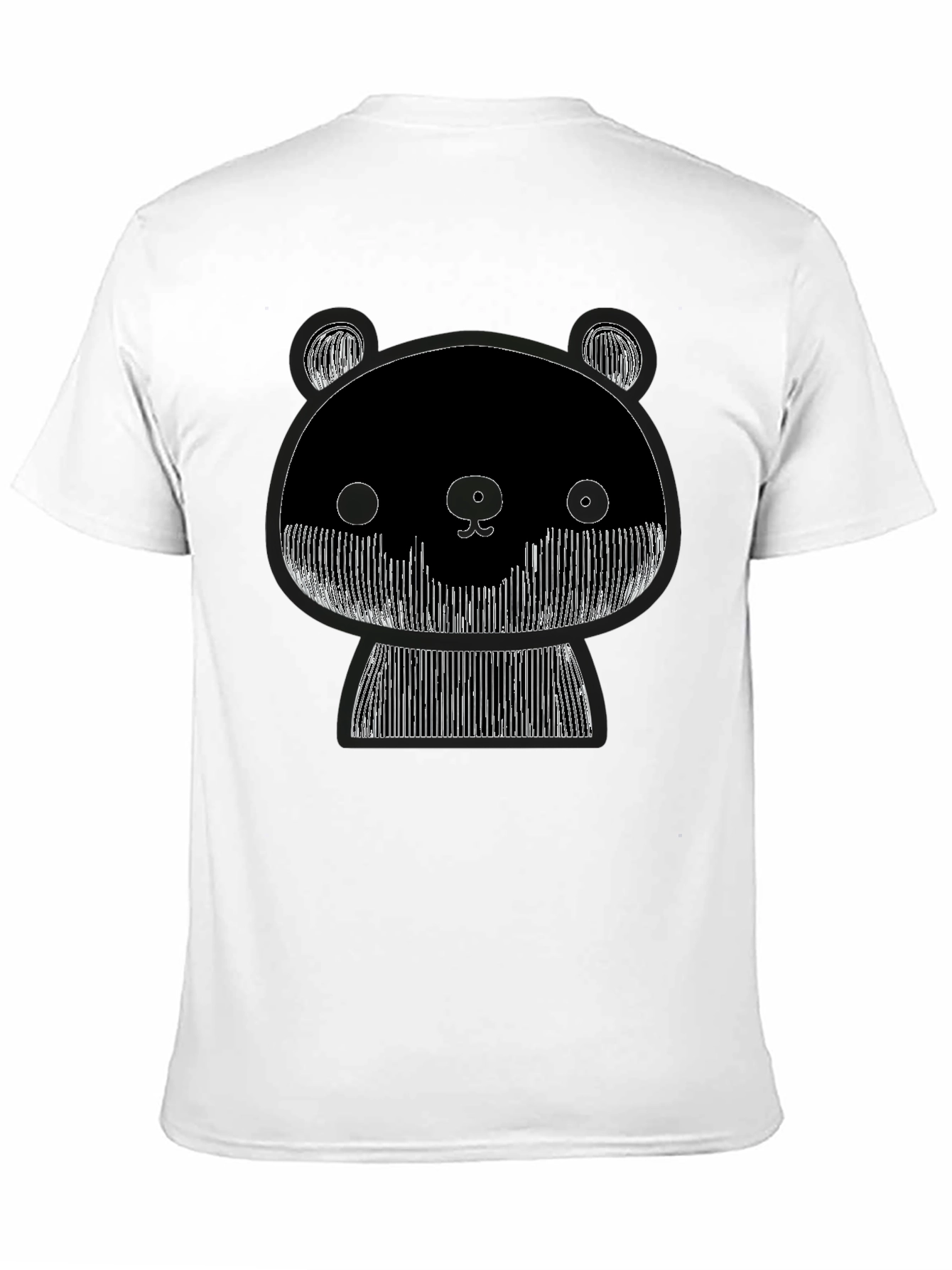 Black Graphic Black Tee: Abstract Panda Design view 11