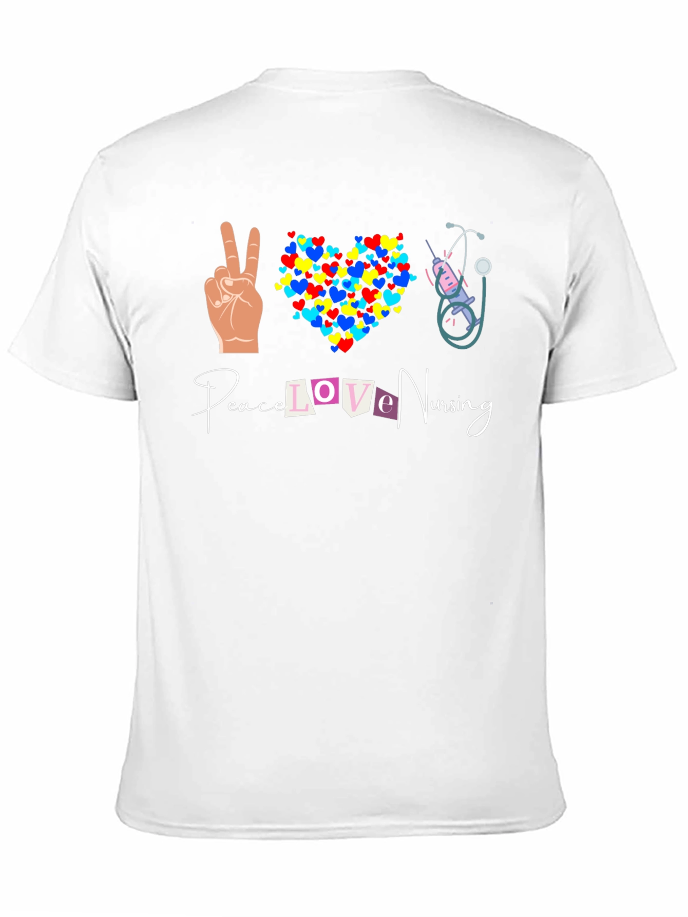 Black Peace Love Nursing Graphic T-Shirt view 11