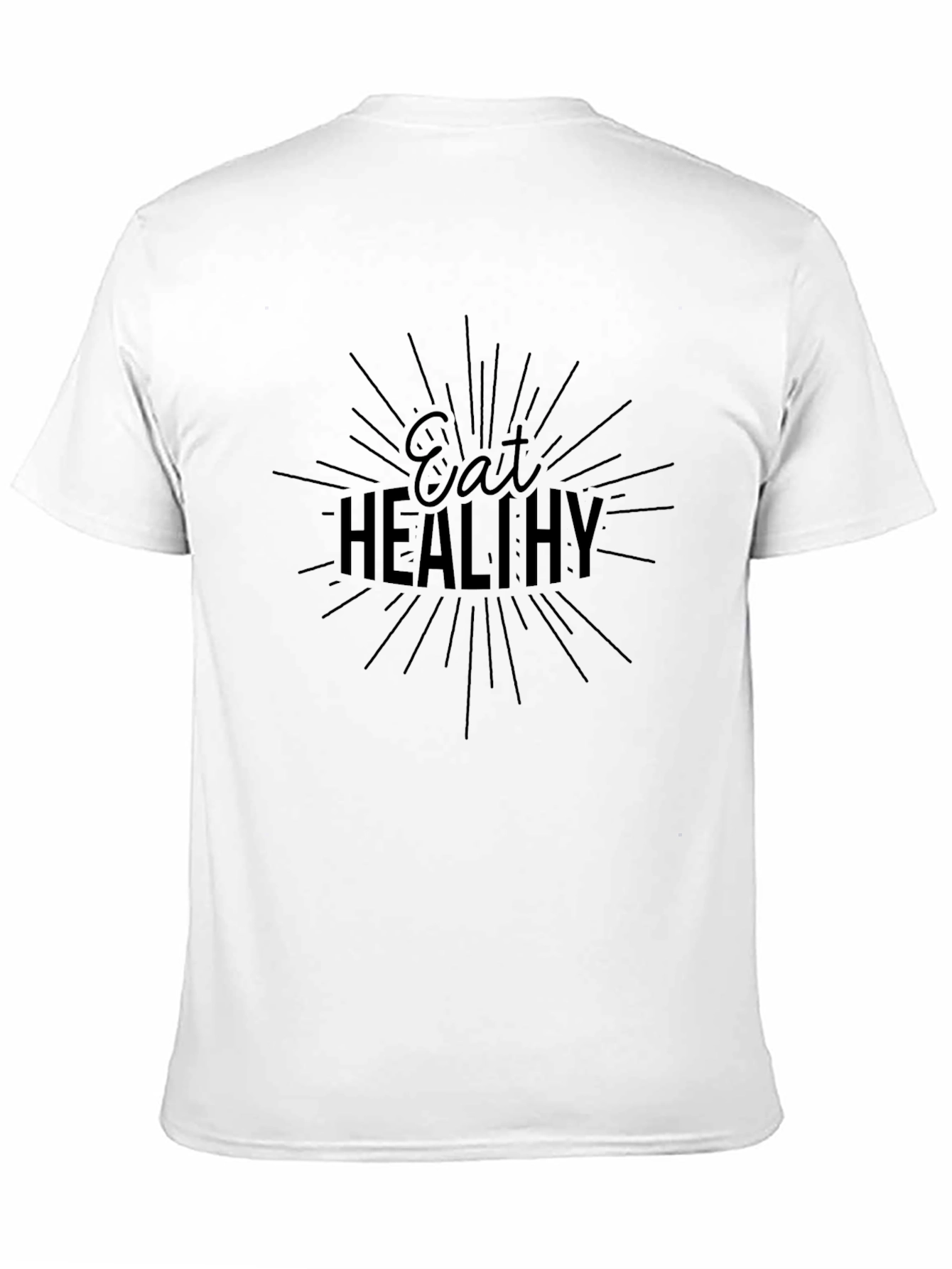 Eat Healthy Graphic Black T-Shirt - 11
