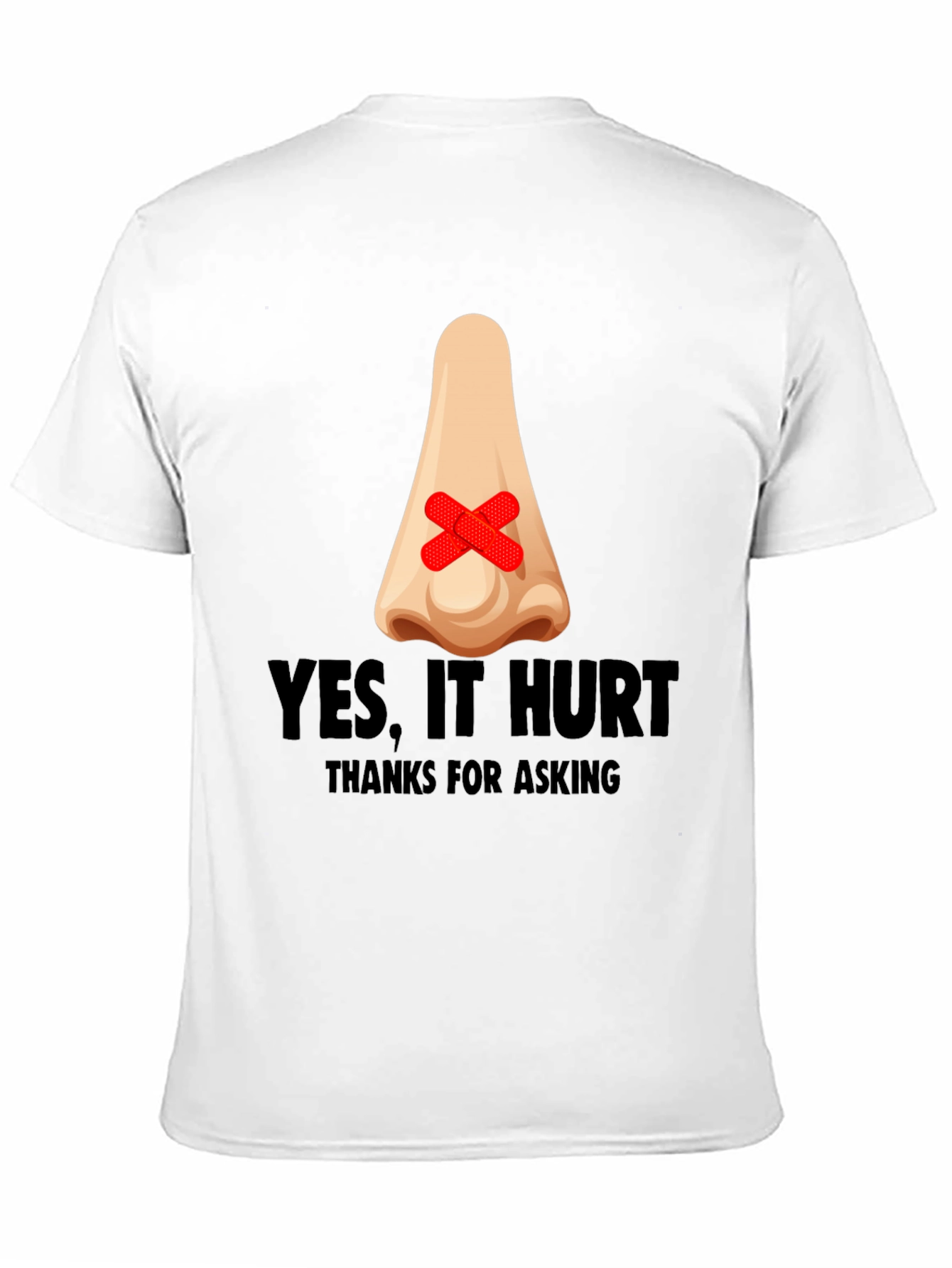 Black Humorous "Yes, It Hurt" Nose Patch T-Shirt view 11