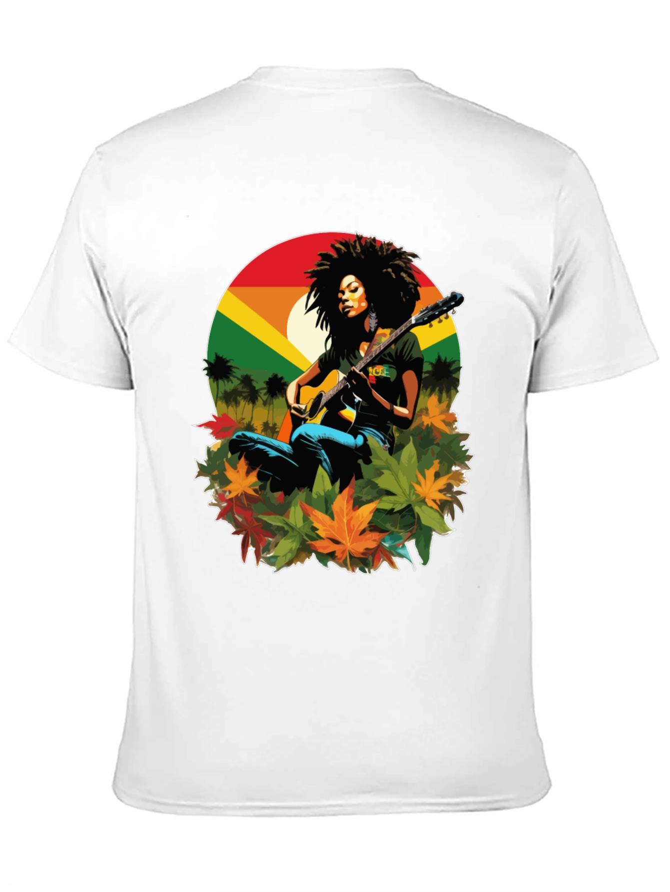 Black Rasta Woman Guitar Graphic Tee view 11