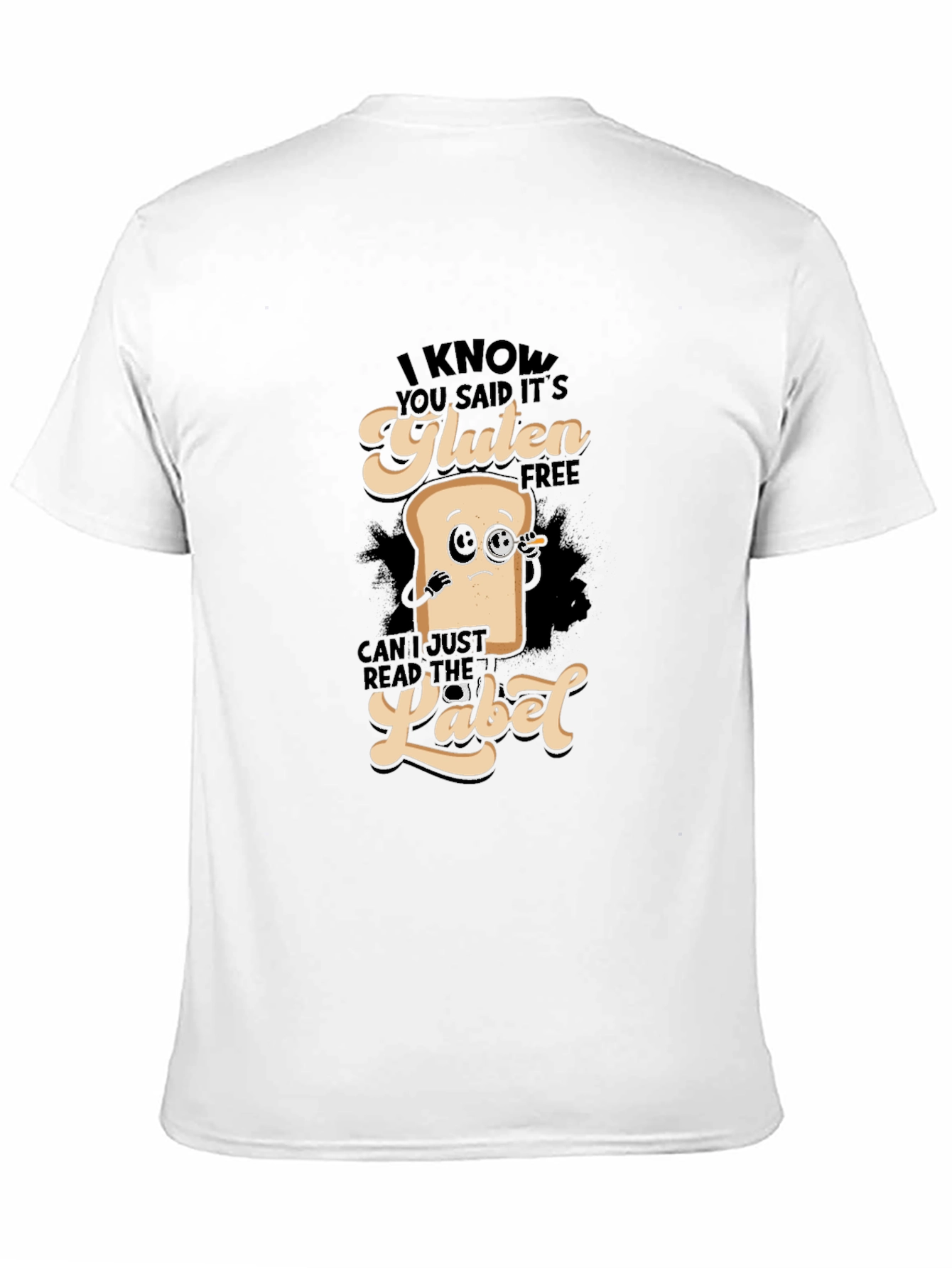 Black Gluten Free T-Shirt - Funny Foodie Tee view 11