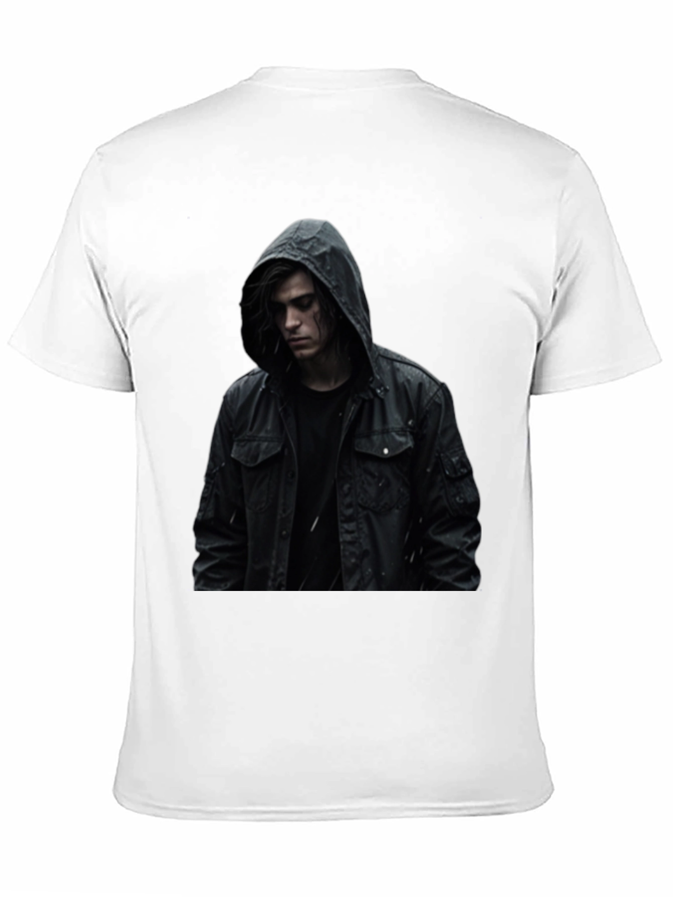 Black Hooded Figure Graphic Black T-Shirt view 11