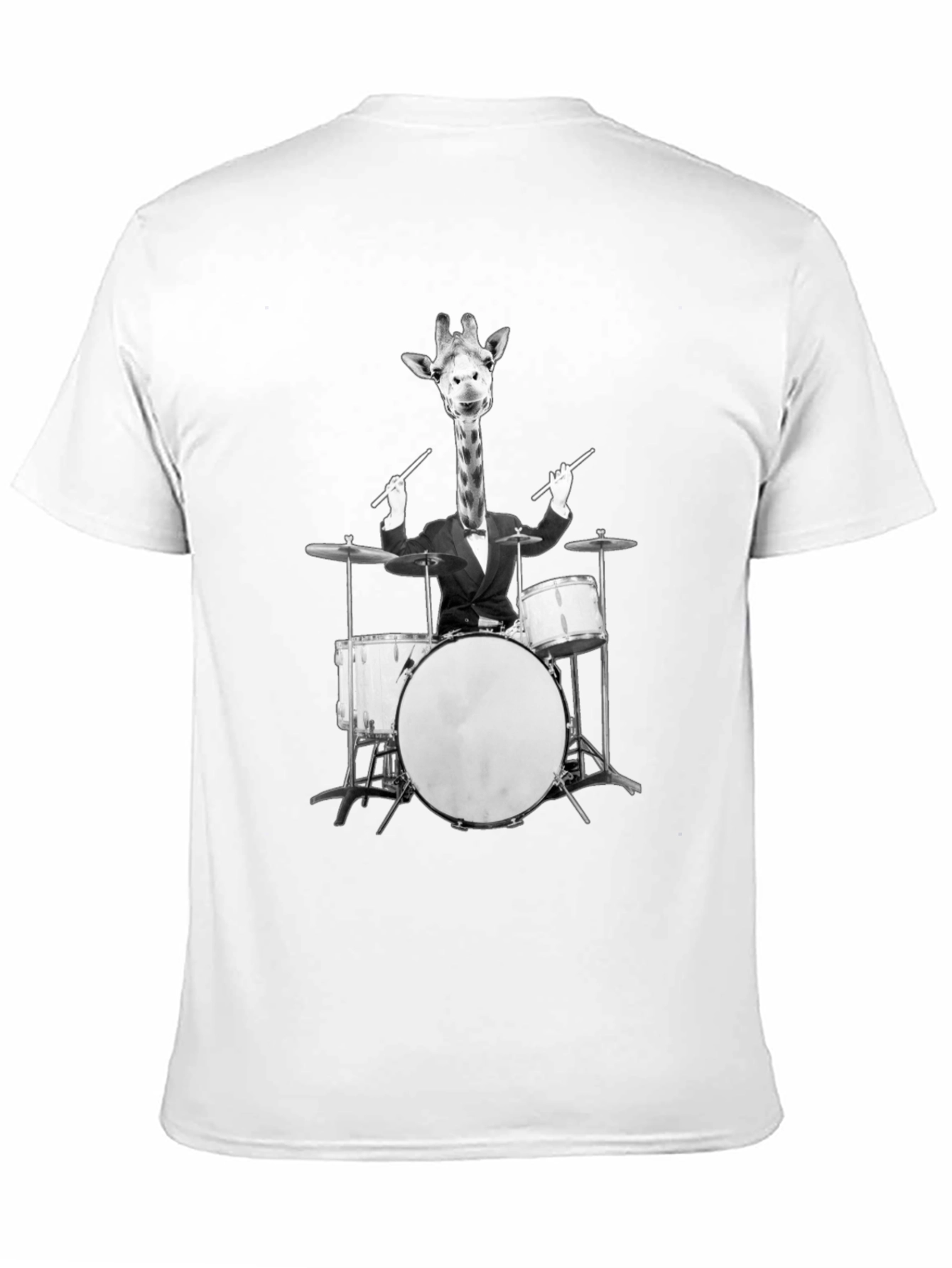 Black Giraffe Drummer Graphic Tee - Cool Novelty T-Shirt view 11