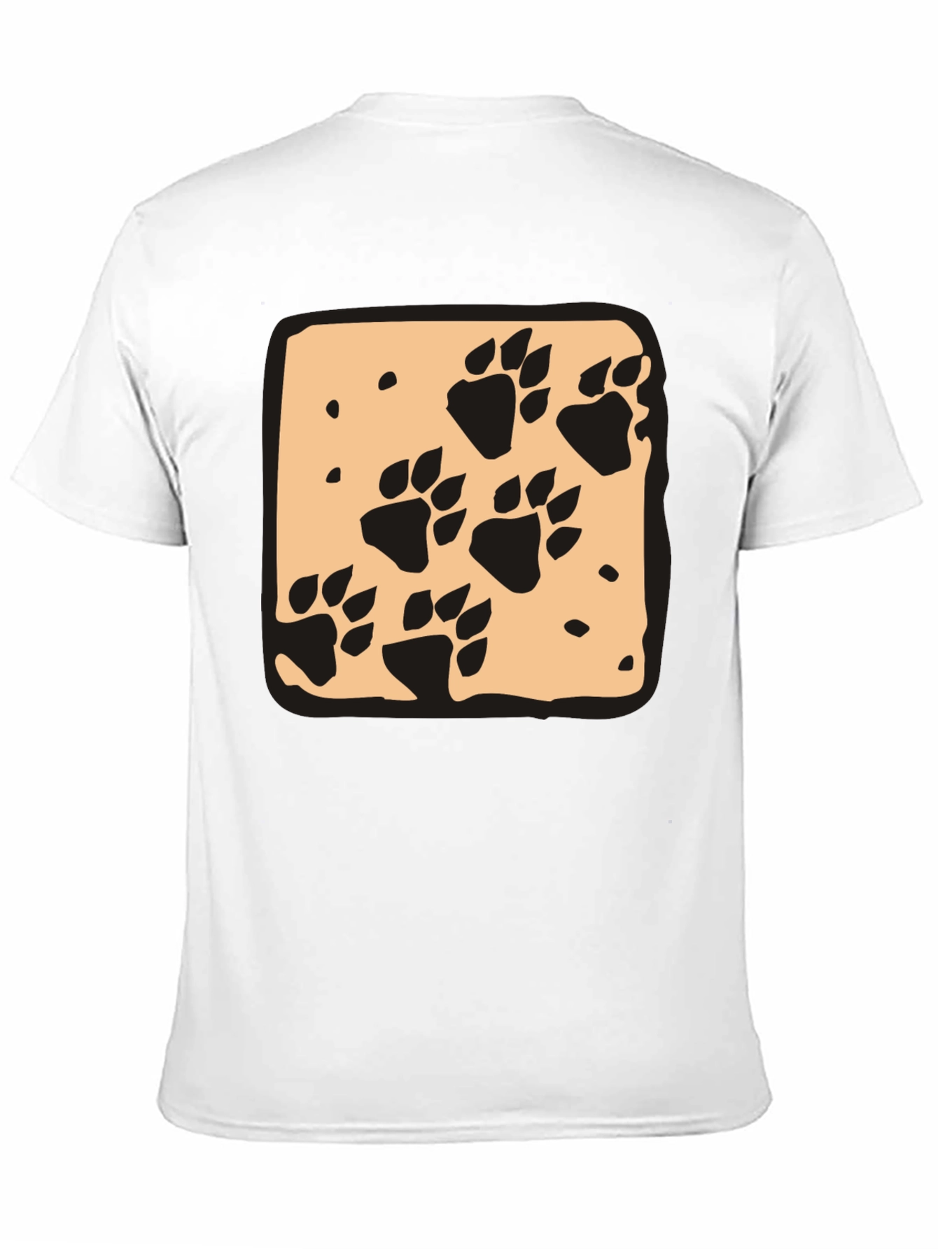 Black Paw Print Graphic Tee - Black Crew Neck Casual T-Shirt view 11