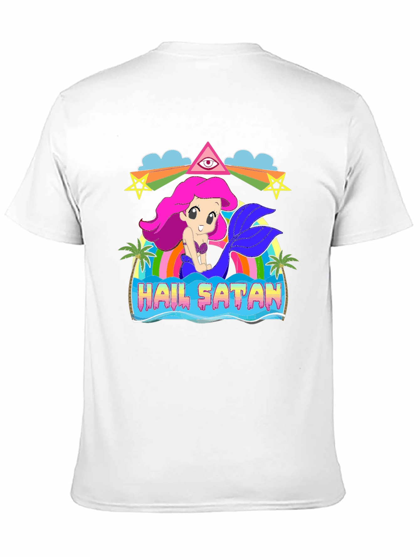 Black Hail Satan Mermaid Graphic T-Shirt view 11