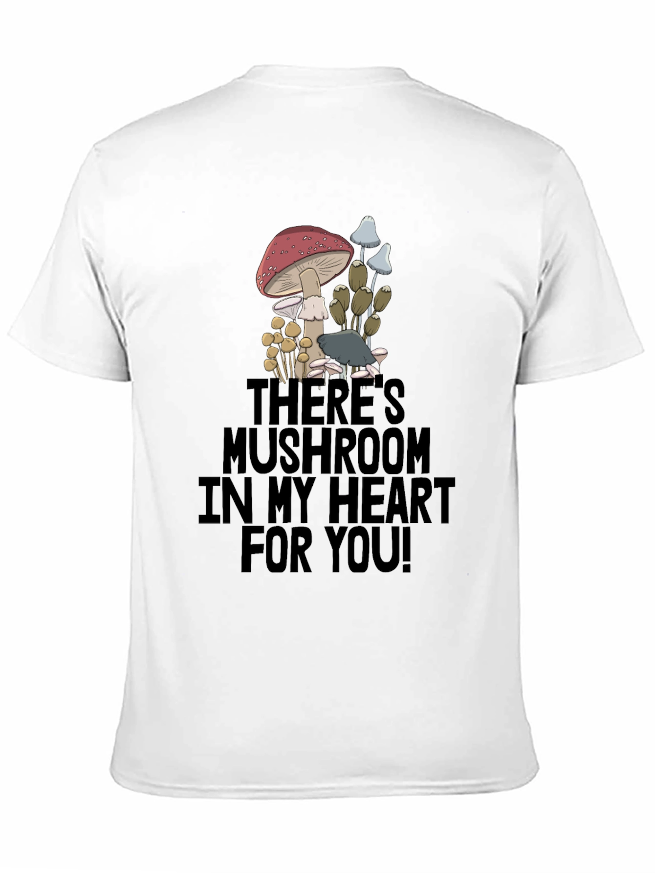 Black Mushroom Heart Graphic T-Shirt - Funny Novelty Tee view 11