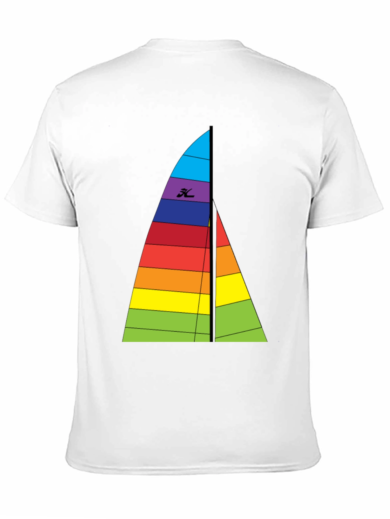 Black Rainbow Sailboat Graphic Tee - Black Cotton T-Shirt view 11