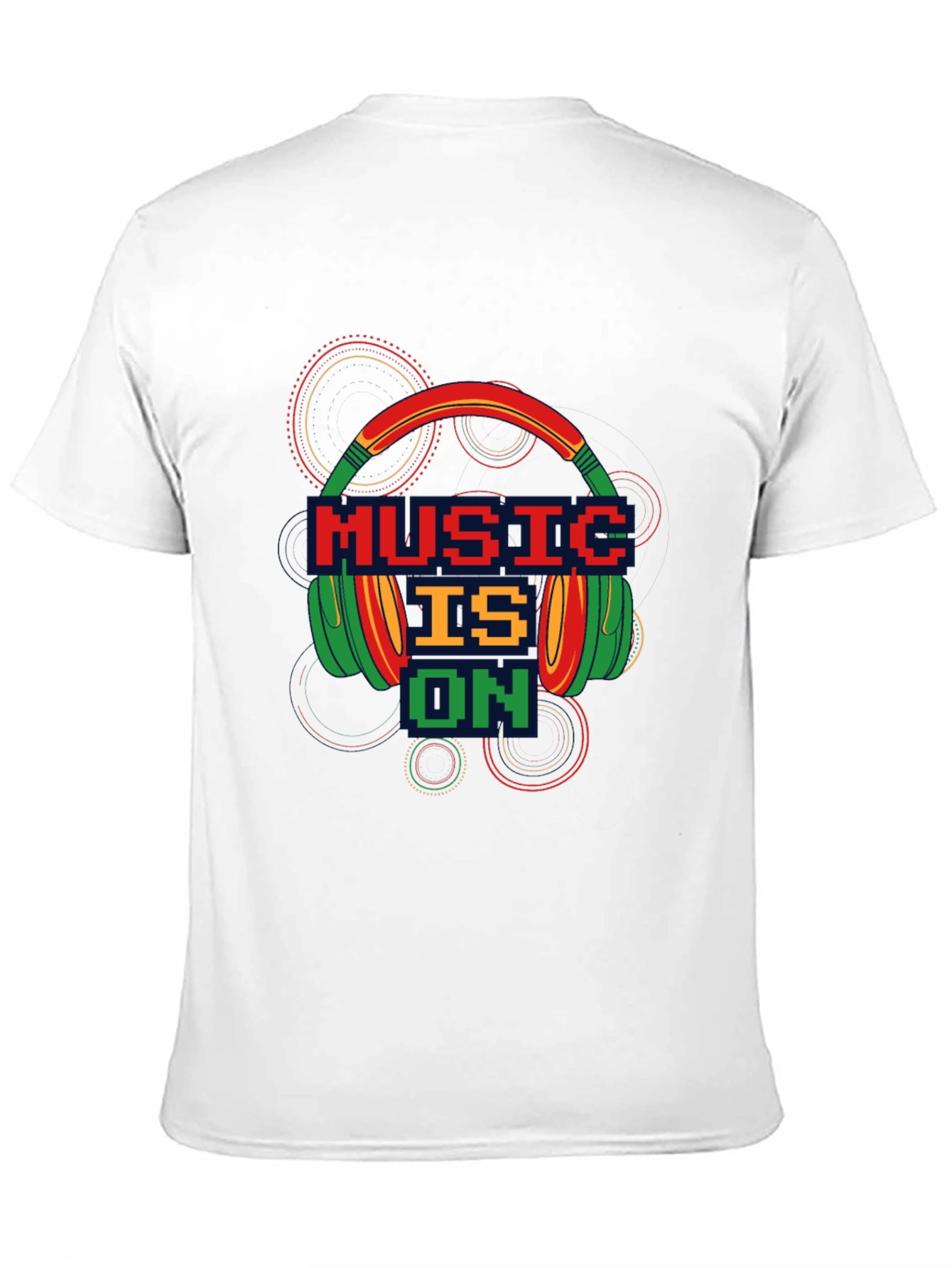 Black Music is On T-Shirt - Pixel Headphones Design view 11