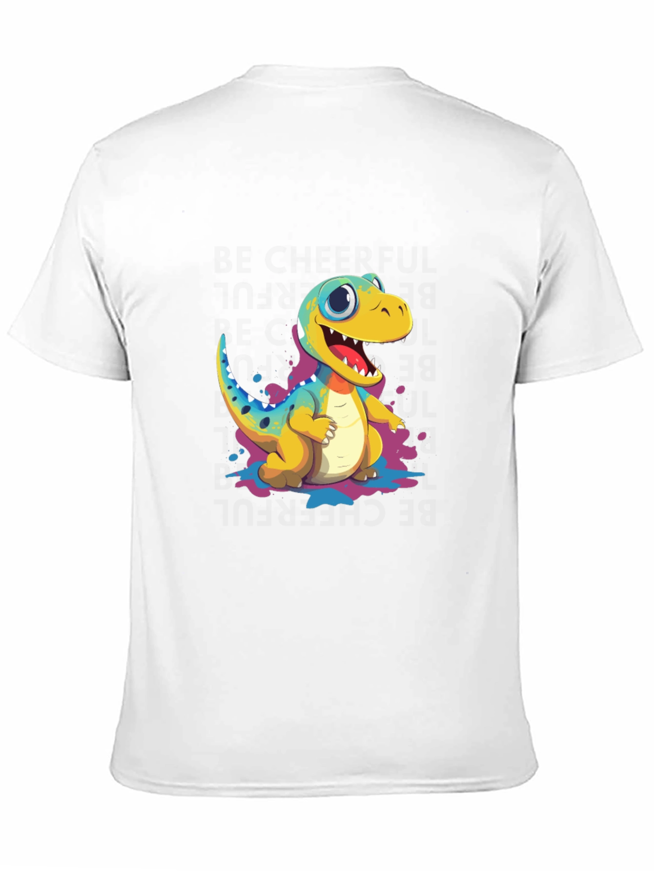 Black Cute Cartoon Dinosaur Black T-Shirt view 11