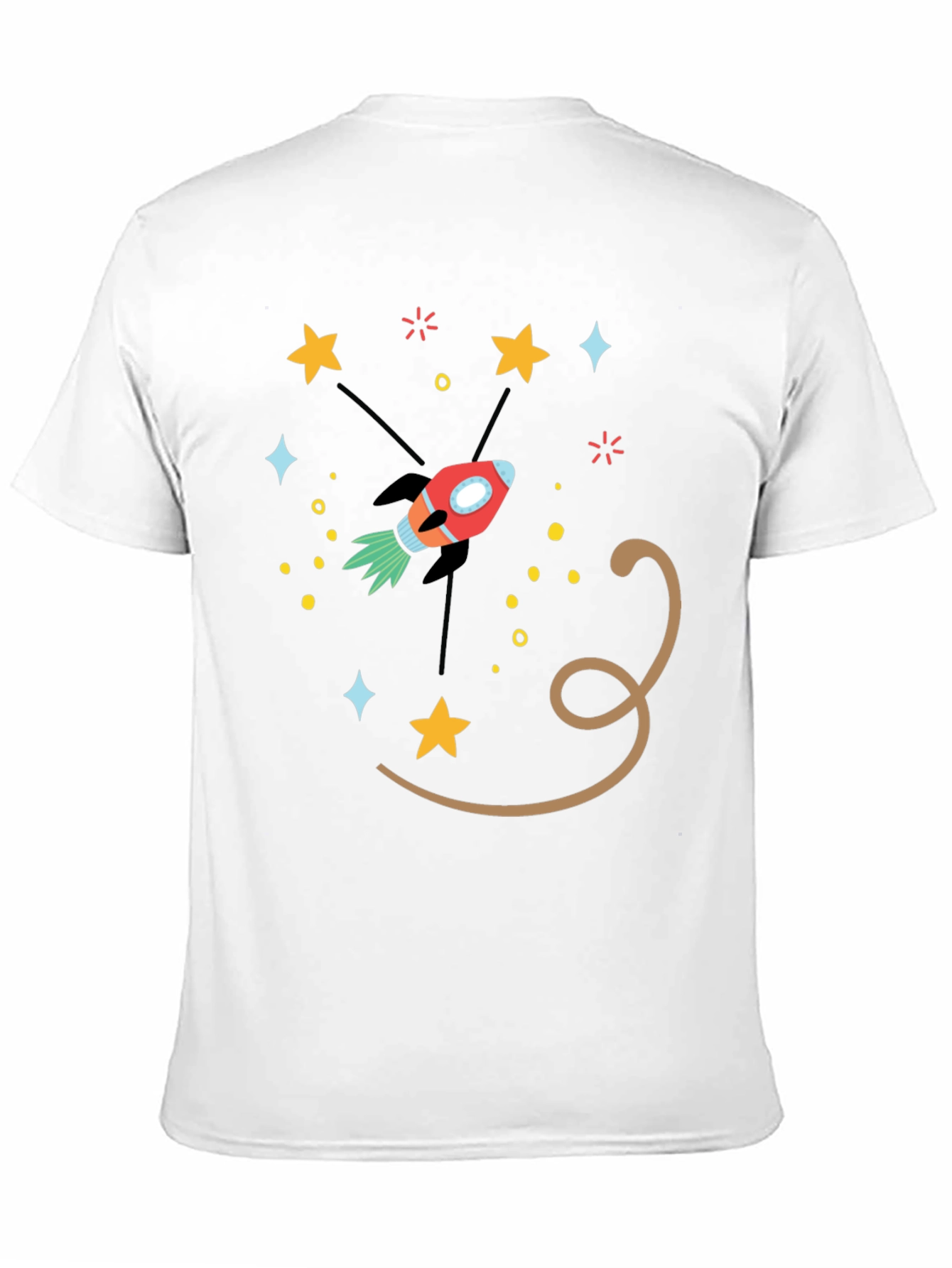 Black Space Rocket Graphic Tee - Black Cotton Blend T-Shirt view 11