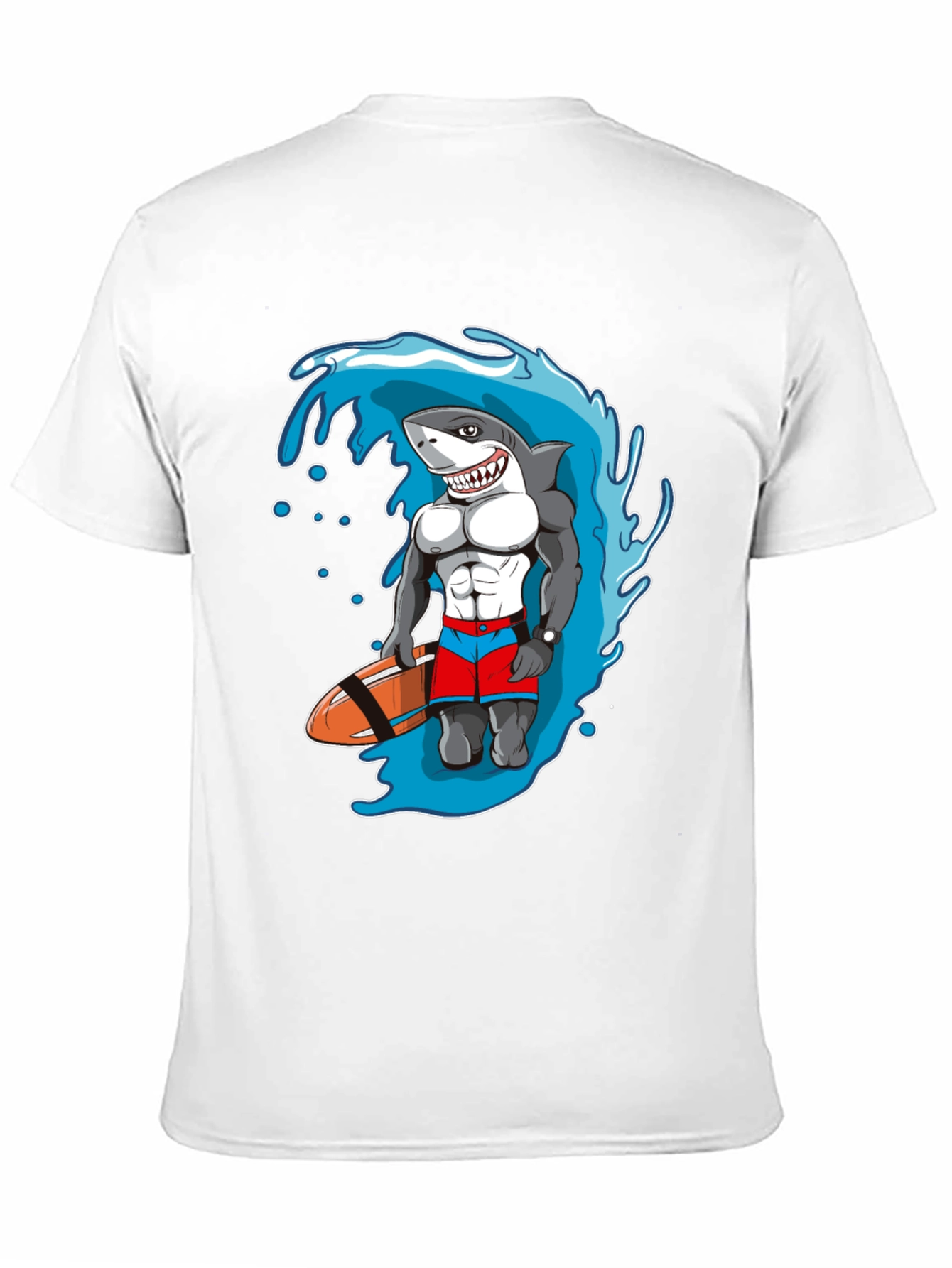 Black Shark Lifeguard Black T-Shirt, Funny Cartoon Design view 11