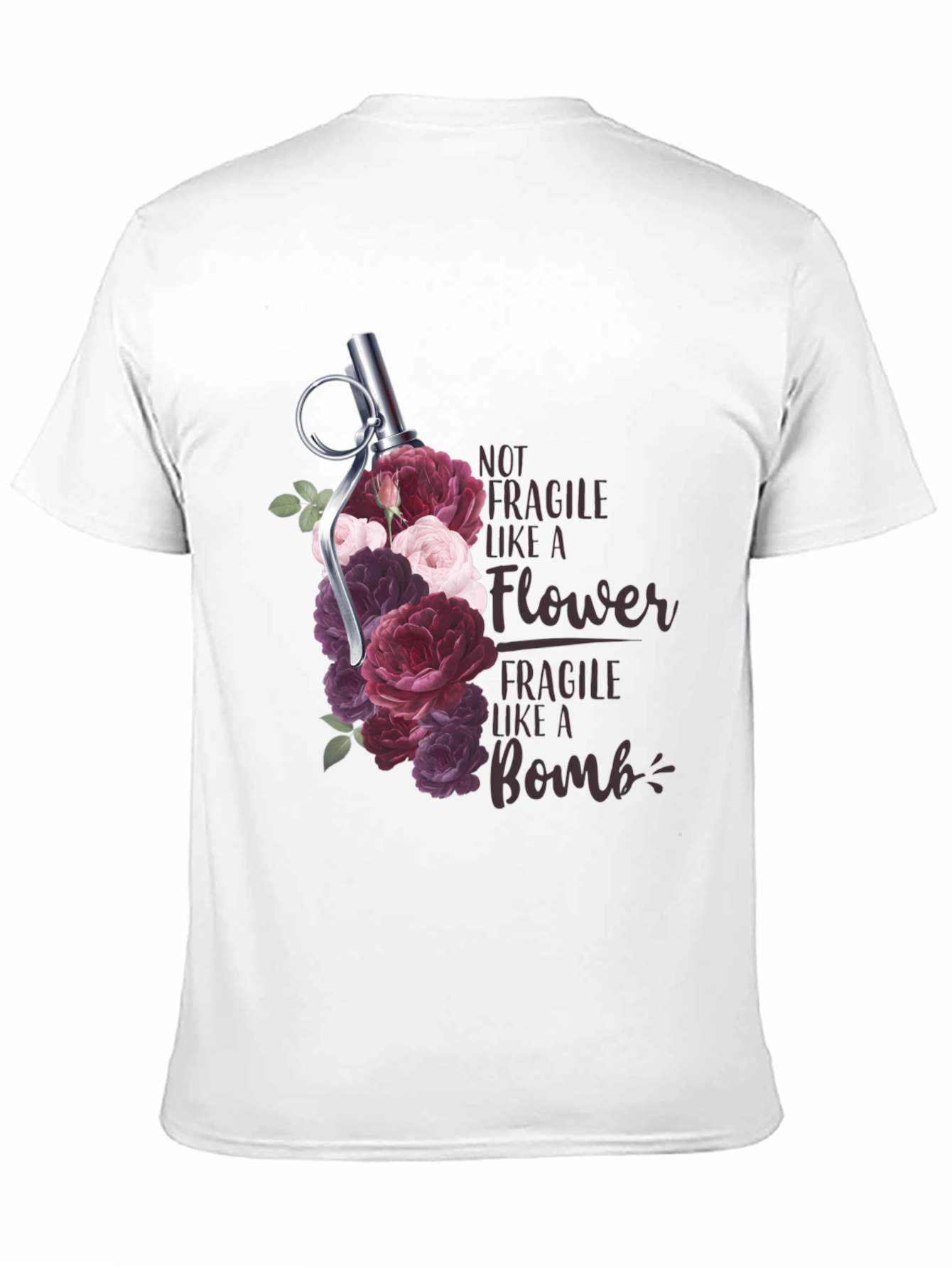 Black Floral Grenade T-Shirt - Not Fragile Bomb Tee view 11