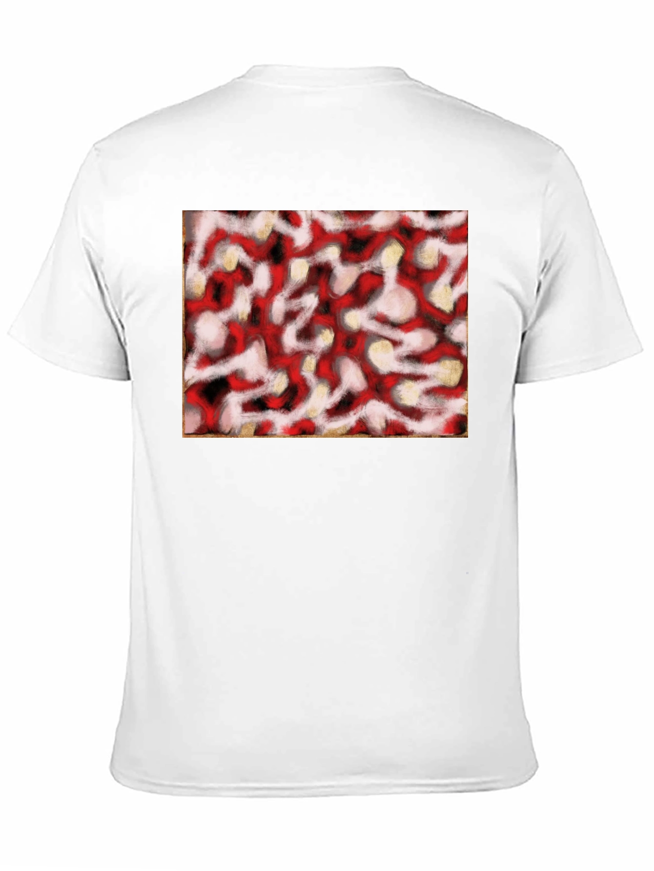 Black Abstract Red & White Pattern Black T-Shirt view 11