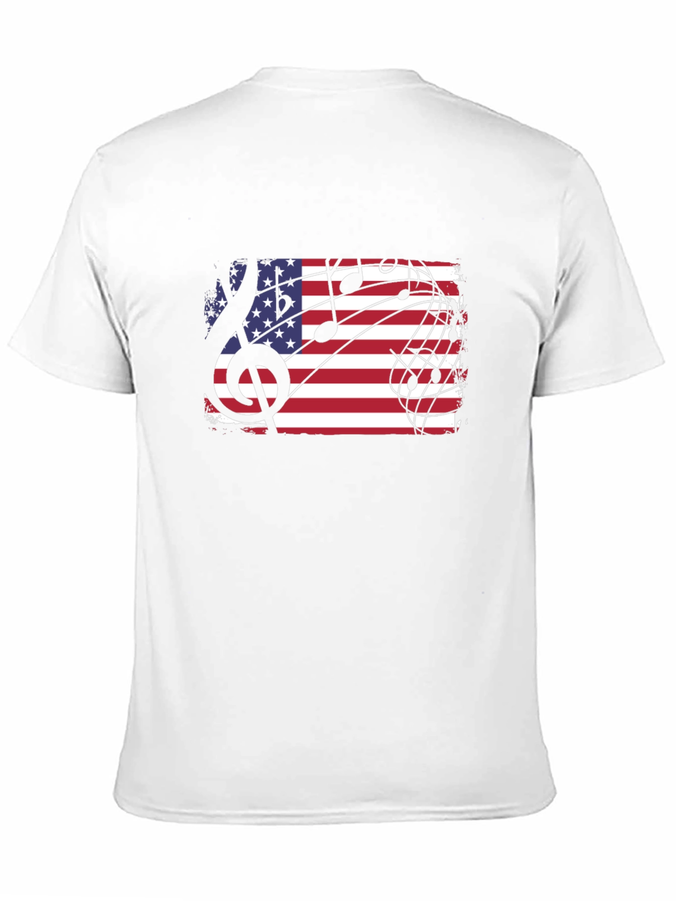 Black American Flag Music Notes Men's Black T-Shirt view 11