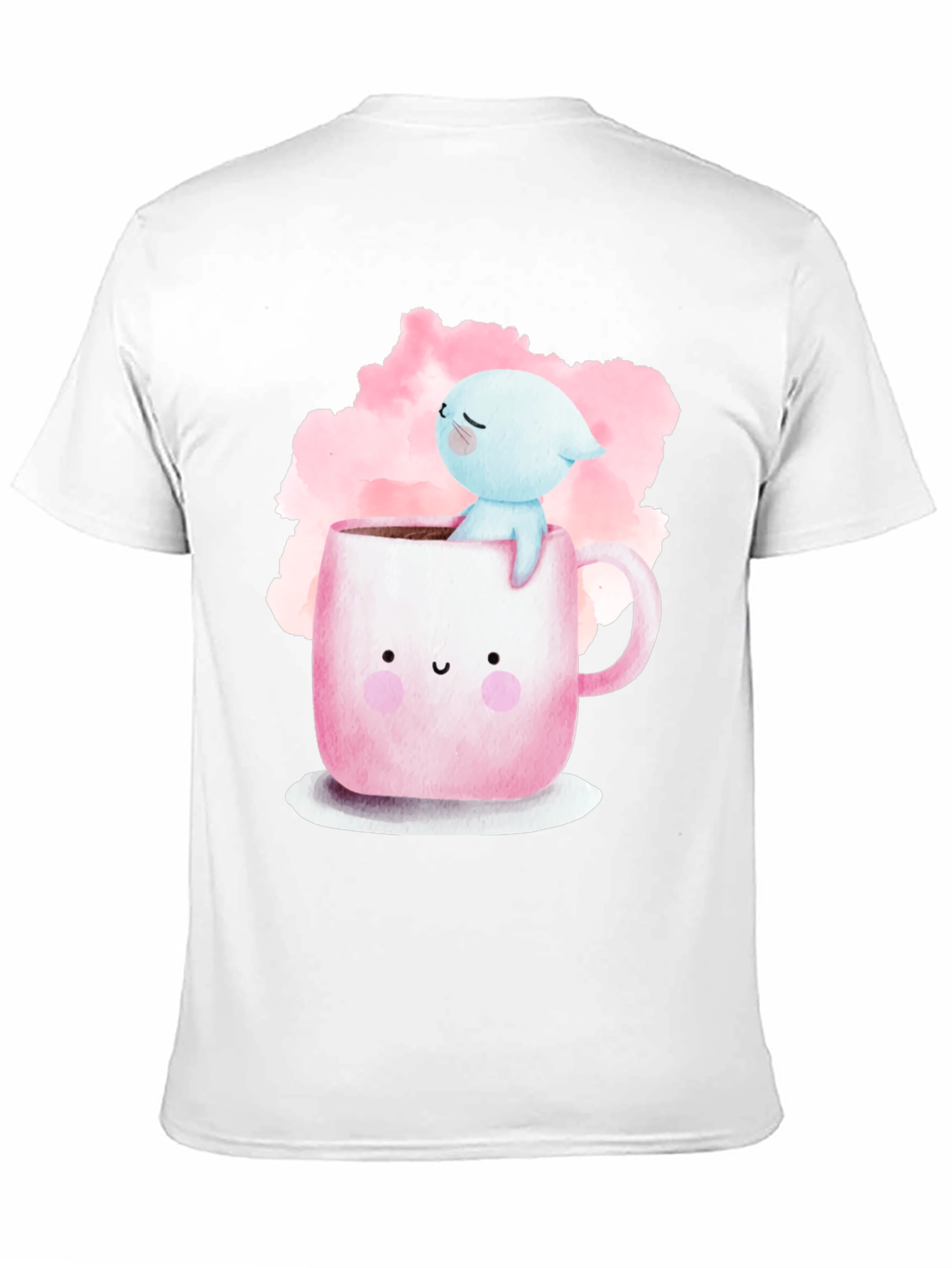 Black Cute Cartoon Cat in Mug Graphic Tee - Black view 11