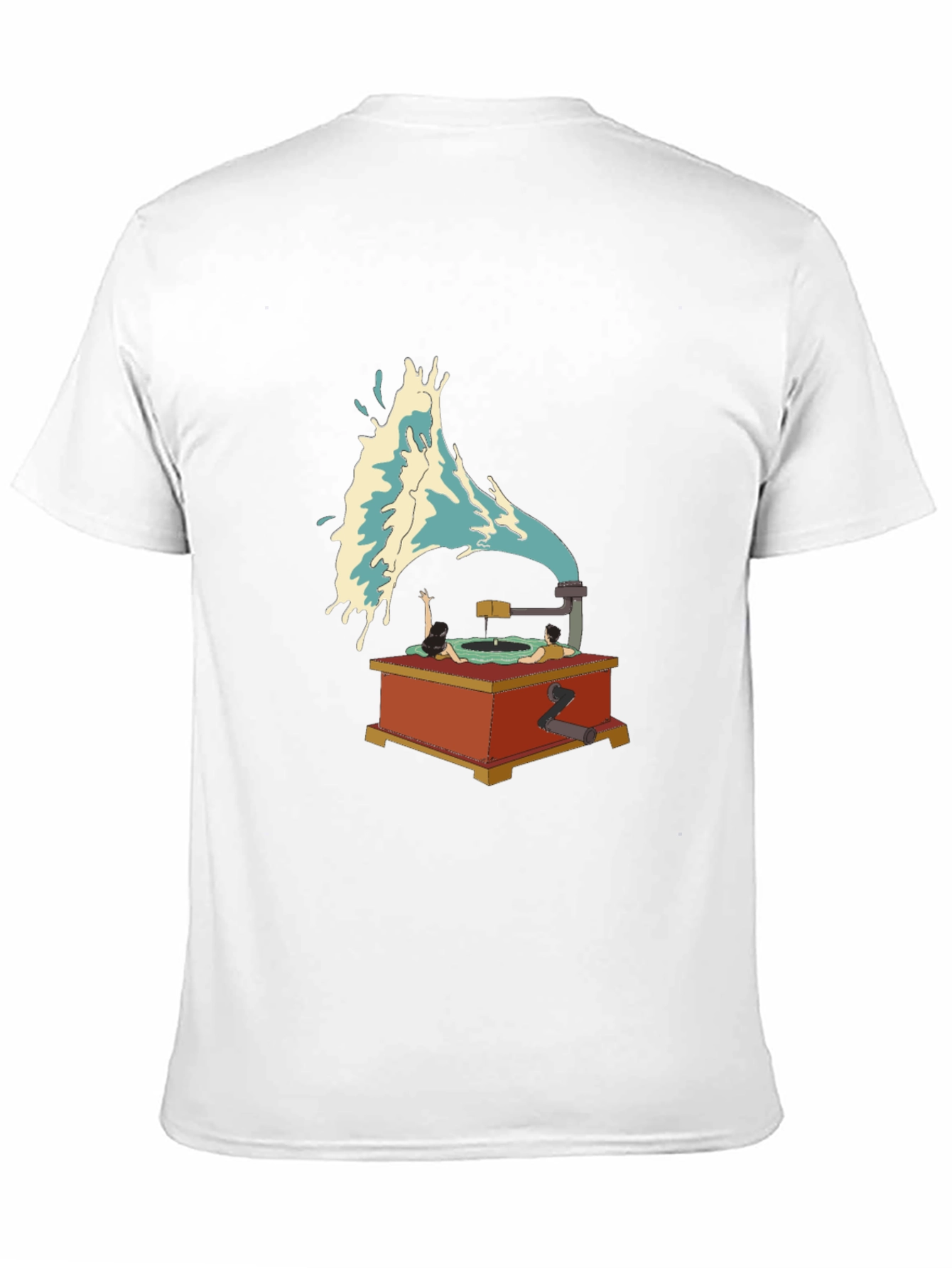 Black Surreal Vinyl Record Player Graphic Tee view 11