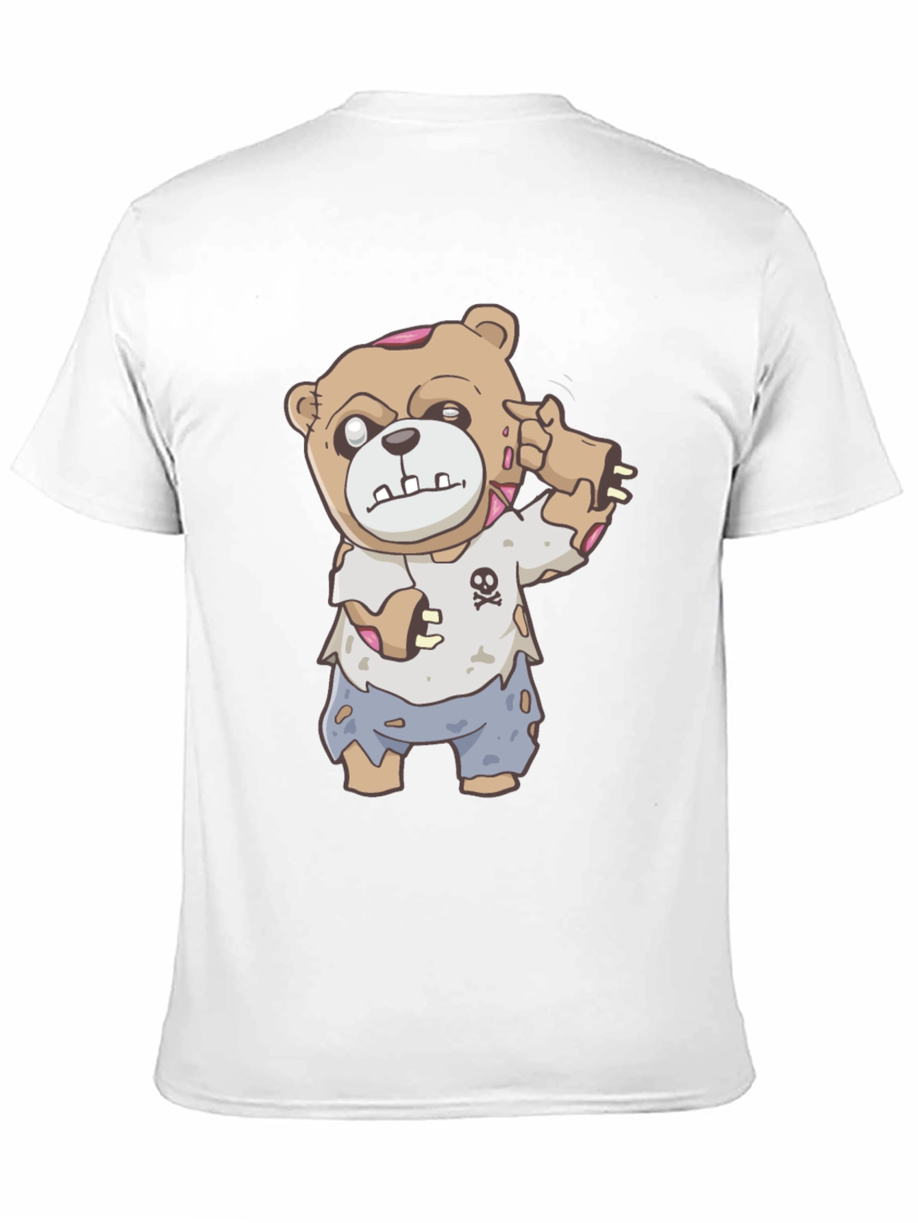 Black Zombie Teddy Bear Graphic T-Shirt - Halloween Style view 11
