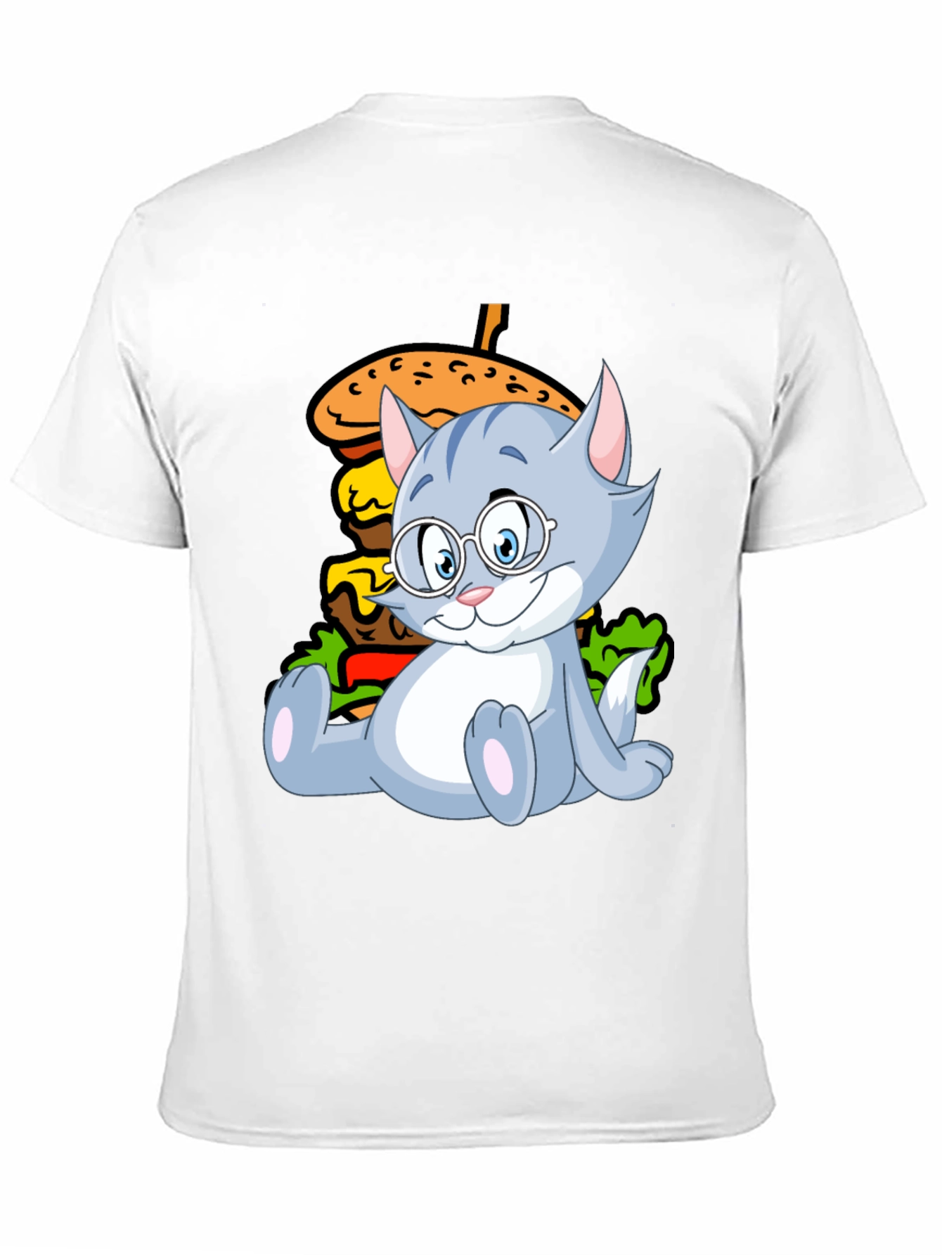 Black Cat and Burger Graphic Black T-Shirt view 11