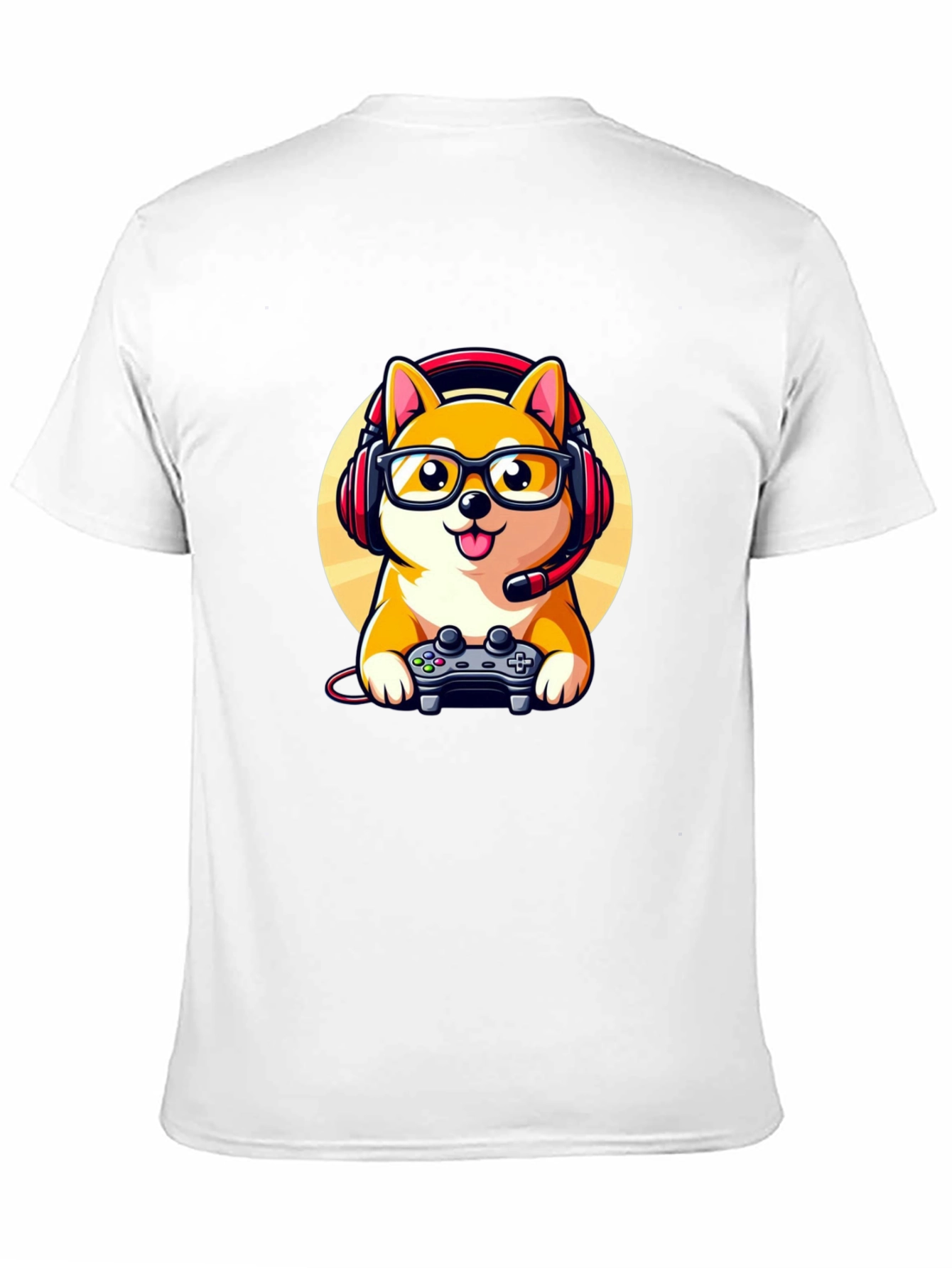 Black Gamer Dog T-Shirt: Shiba Inu with Headset view 11