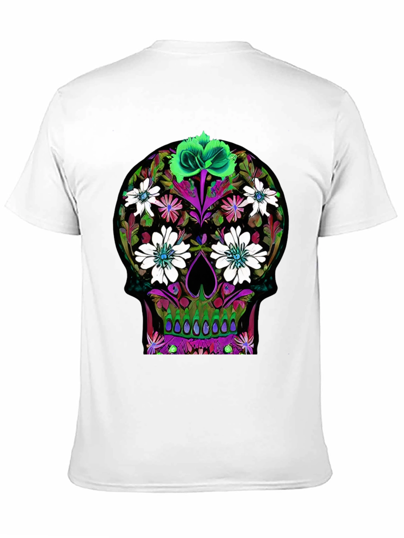 Black Floral Skull Graphic T-Shirt view 11