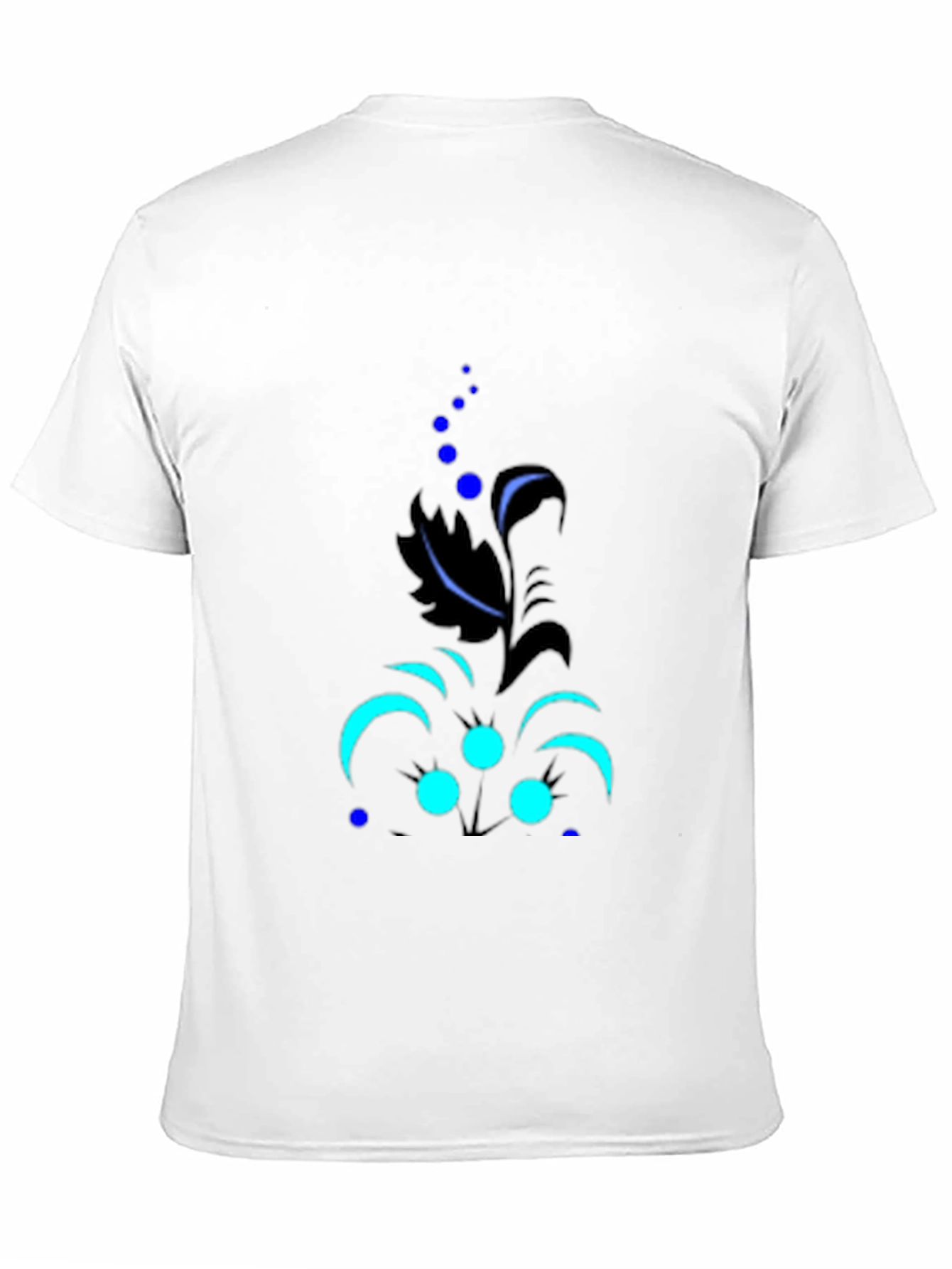 Black Men's Black Tee with Abstract Floral Design view 11