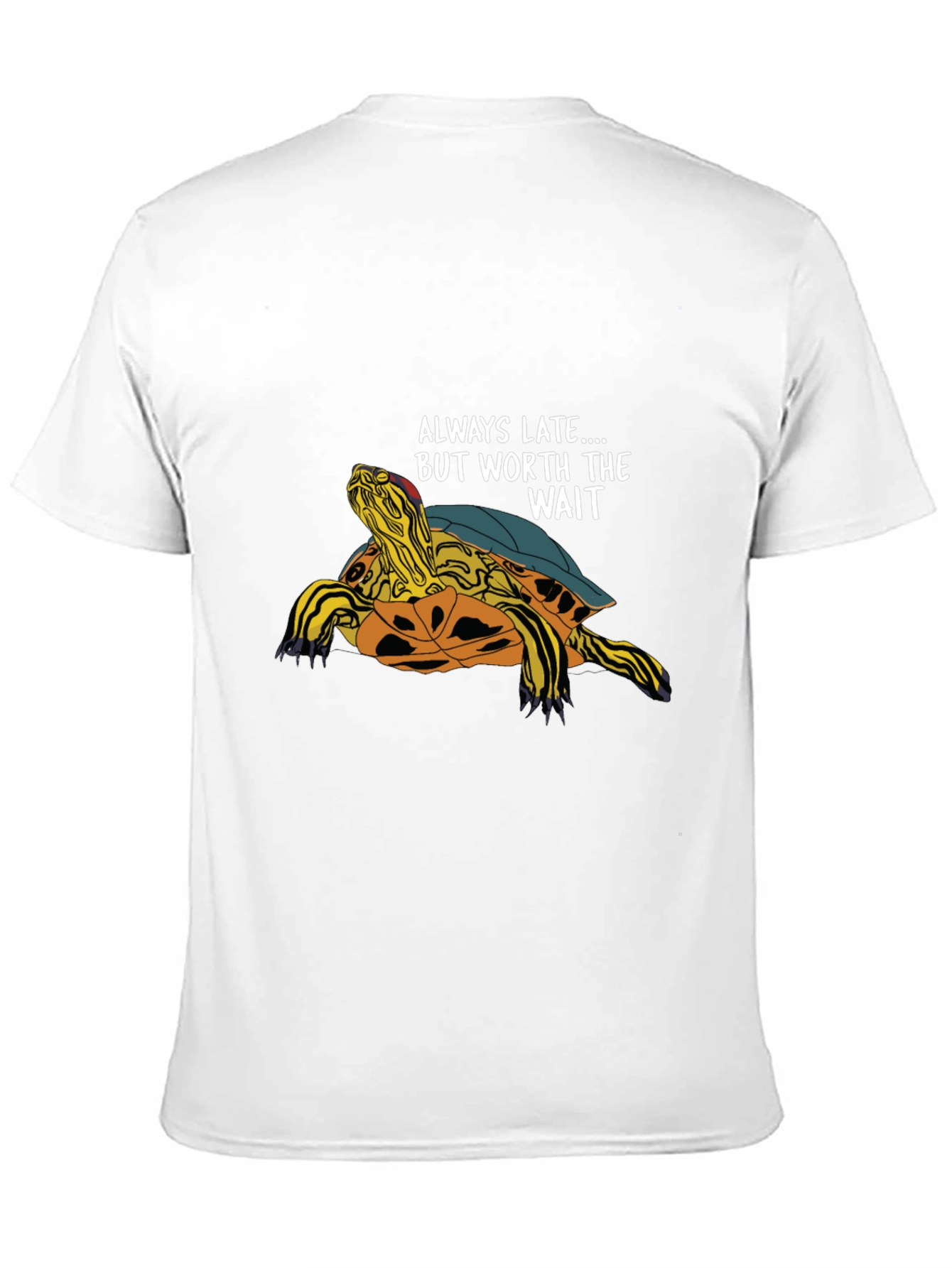 Black Always Late Turtle Graphic T-Shirt - Unisex Casual Top view 11