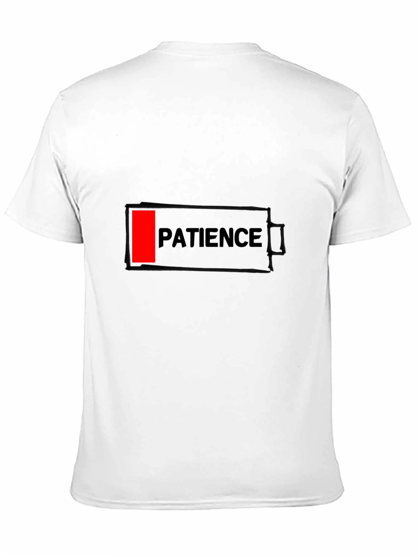Black Patience Low Battery Black Graphic Tee for Men view 11