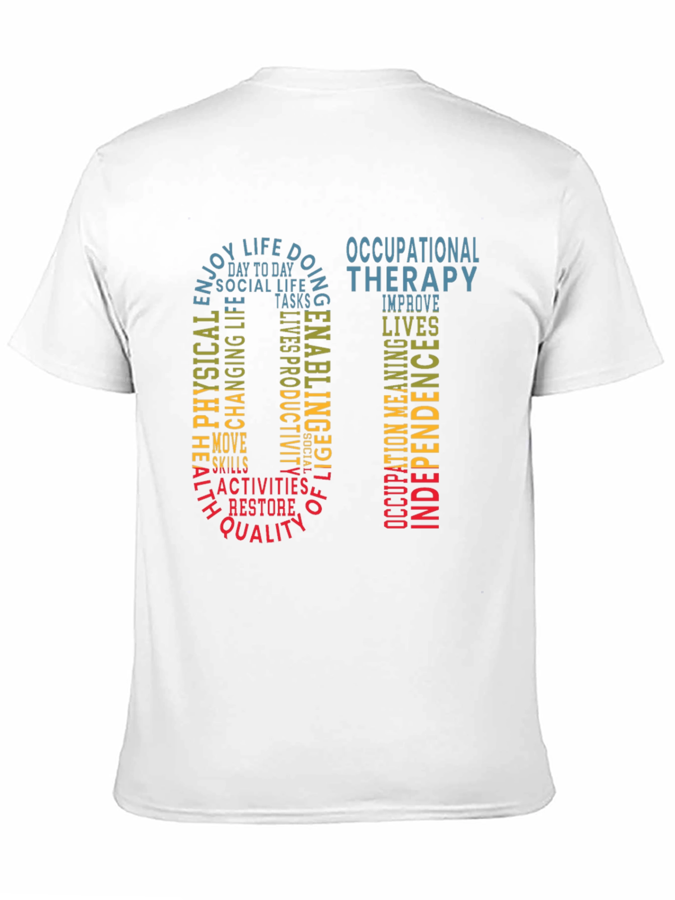 Black Occupational Therapy Word Art T-Shirt view 11