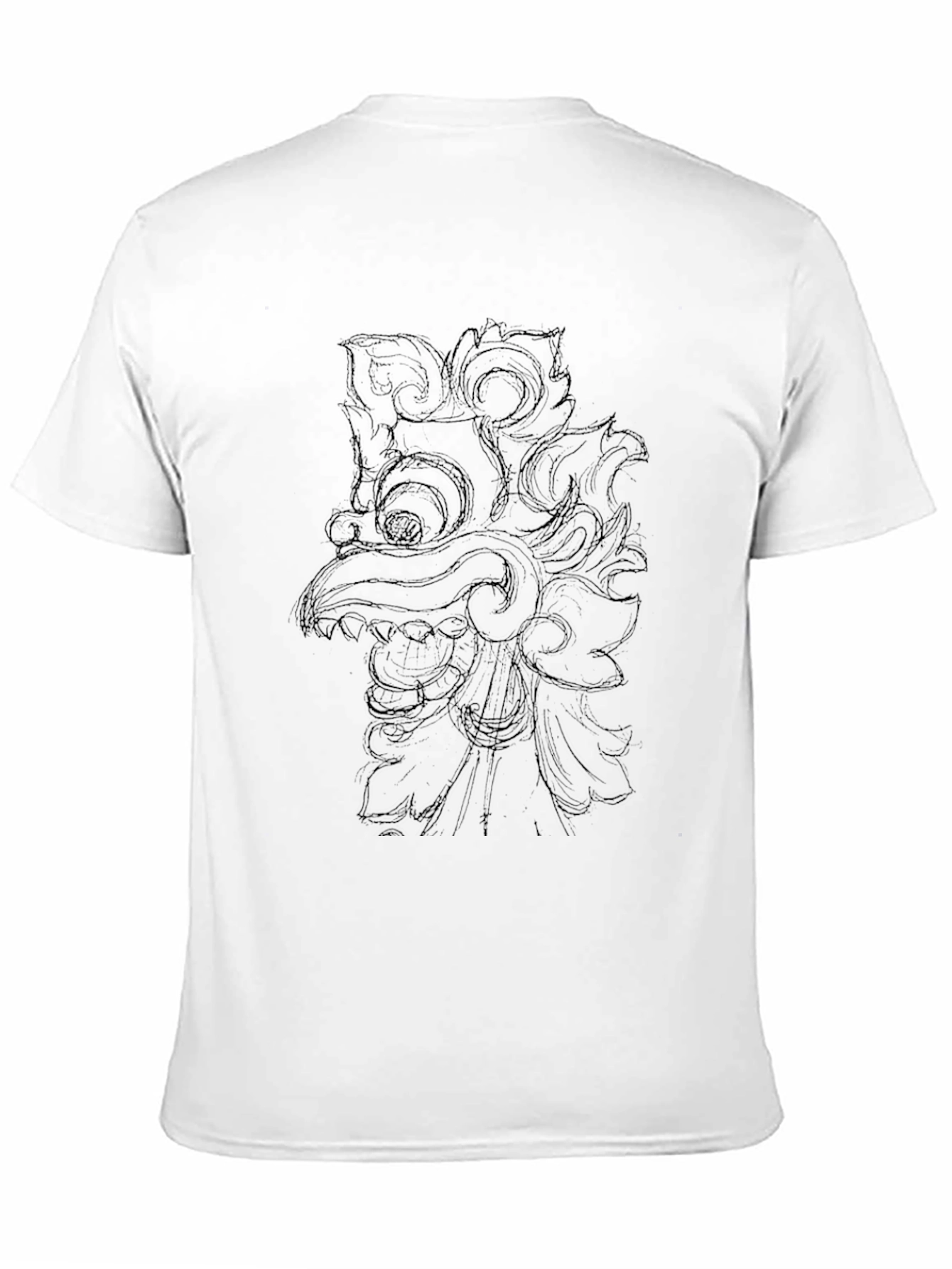 Black Black Graphic Tee with Traditional Mask Design view 11