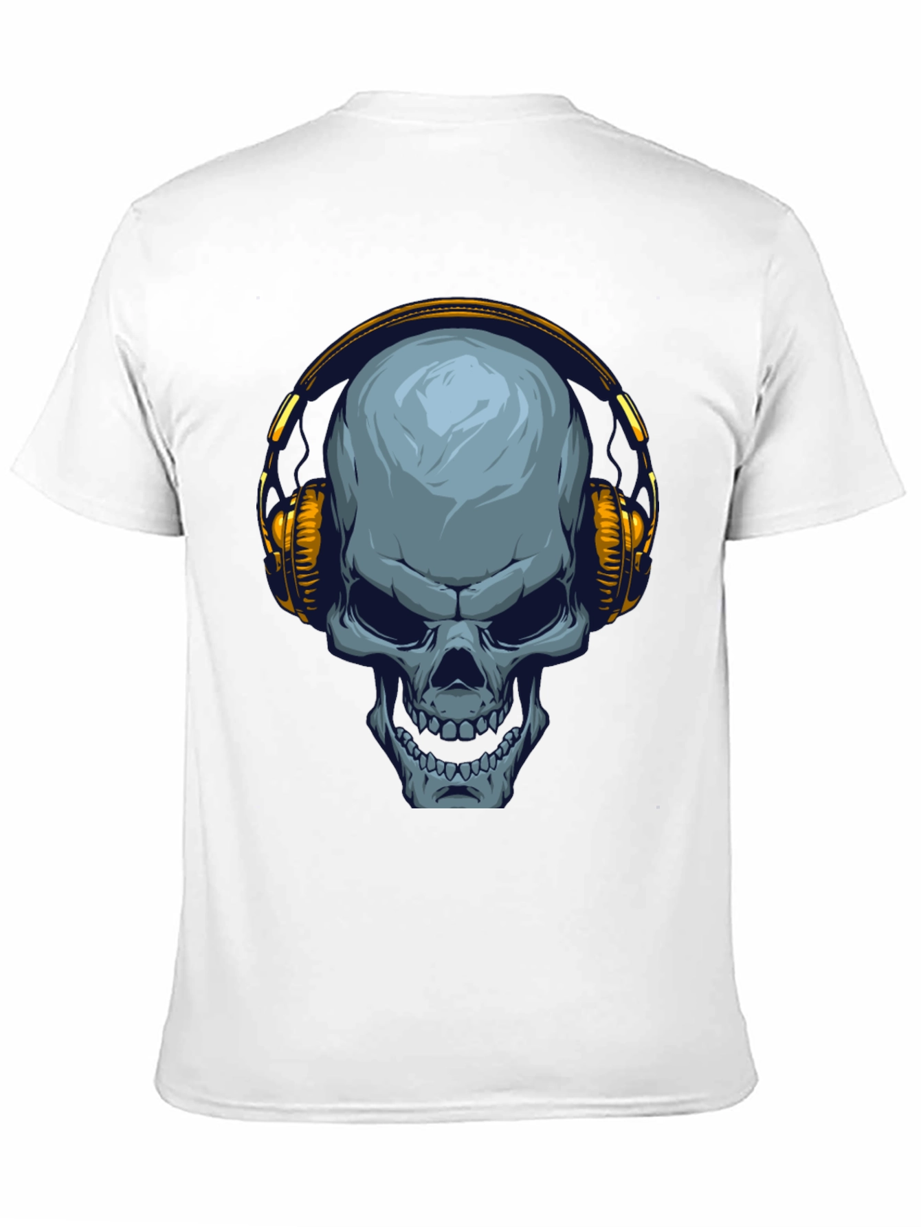 Black Skull with Headphones Graphic T-Shirt view 11