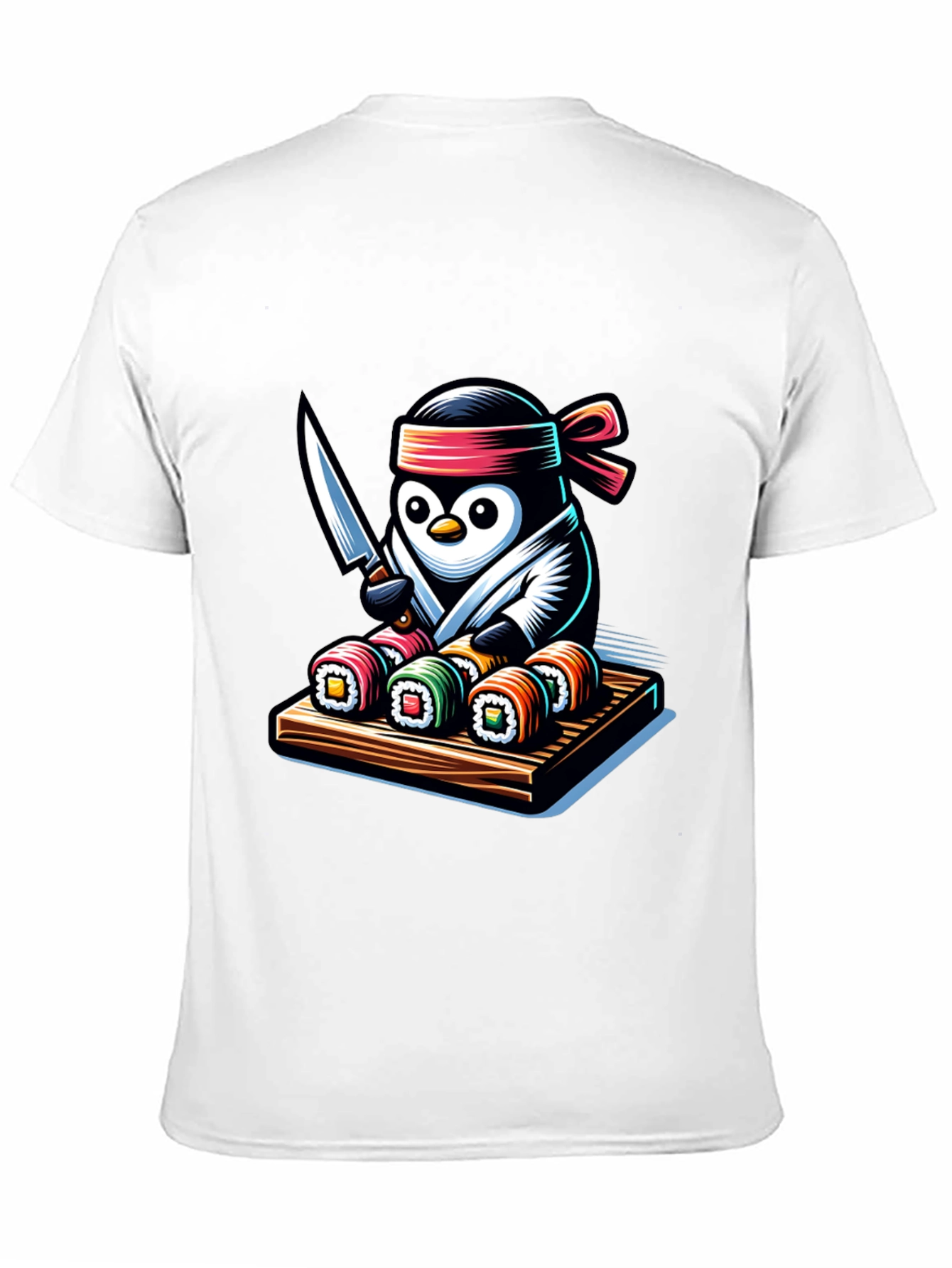 Black Sushi Chef Penguin T-Shirt - Unique Design view 11