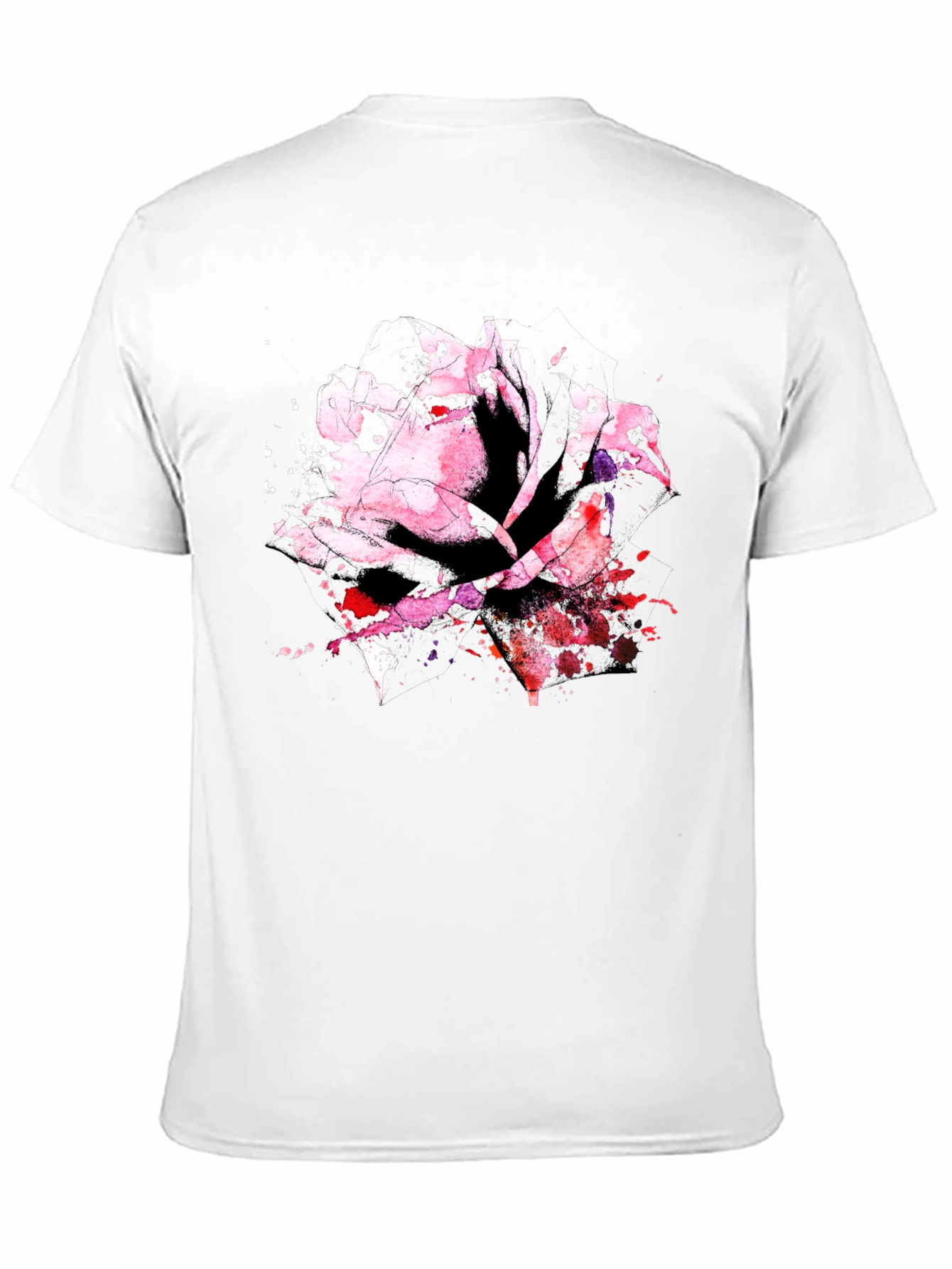 Black Rose Watercolor Black T-Shirt view 11