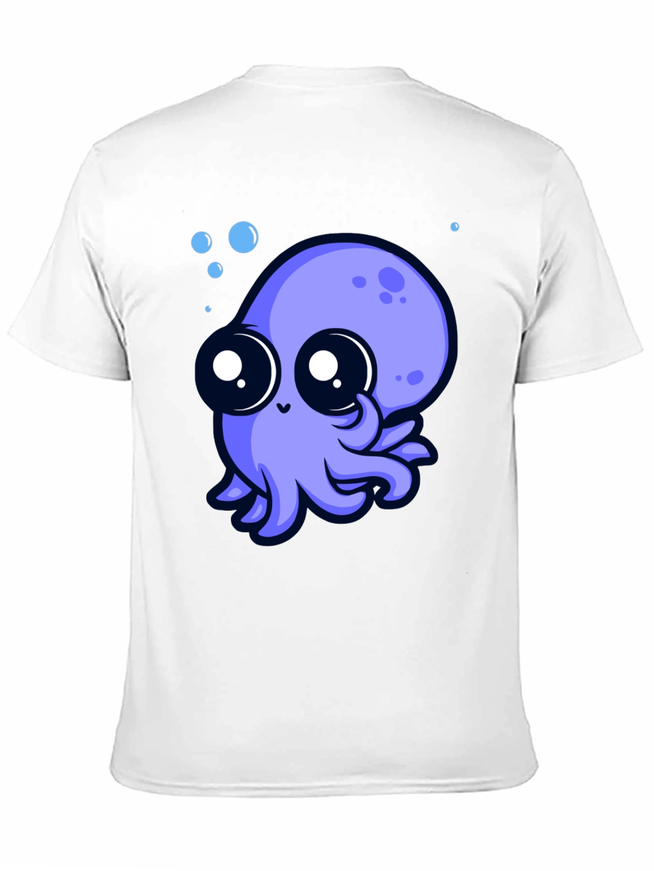 Black Cute Octopus Graphic Tee - Black Cotton T-Shirt view 11