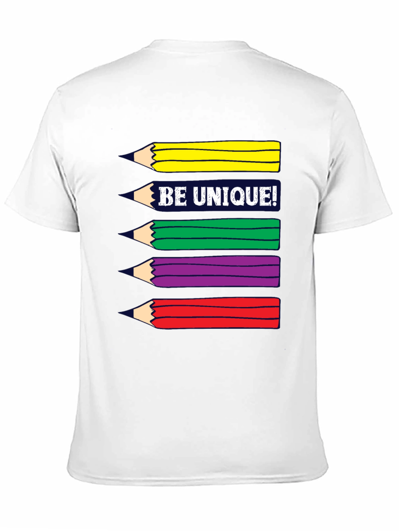 Black Be Unique! Colorful Pencils Graphic T-Shirt view 11