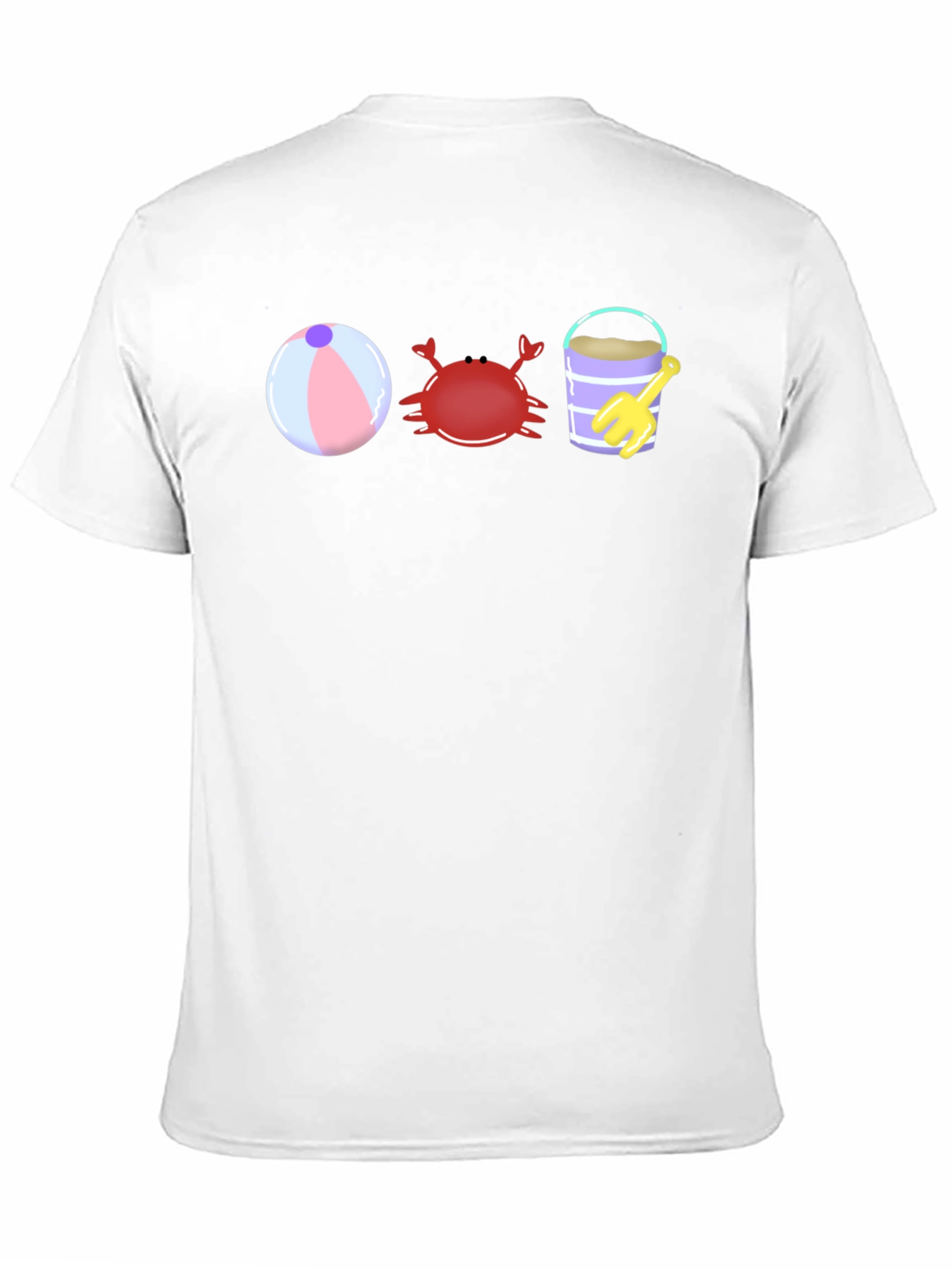 Black Beach Fun T-Shirt - Crab, Bucket, and Ball view 11