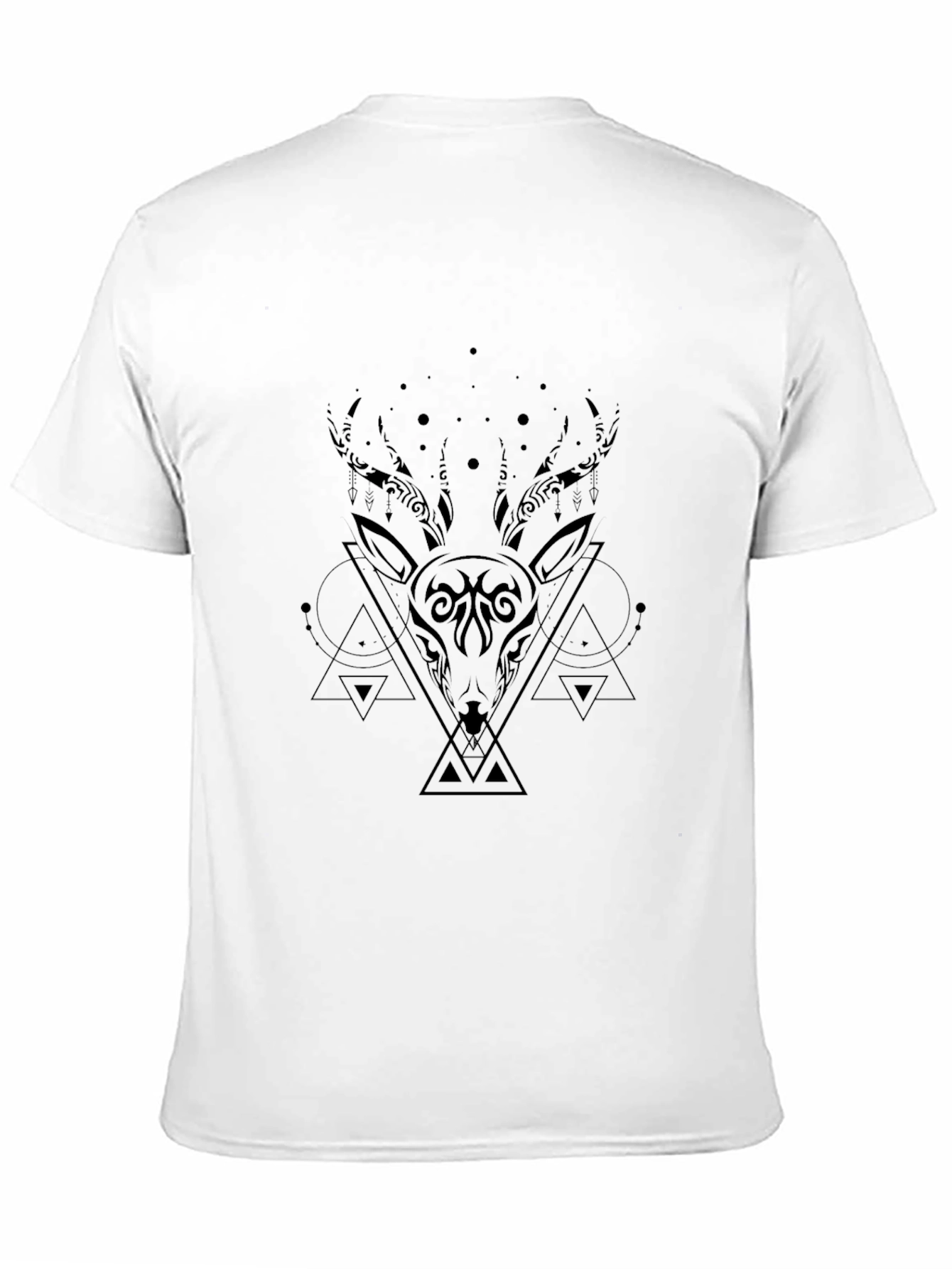 Black Geometric Deer Graphic Black T-Shirt view 11
